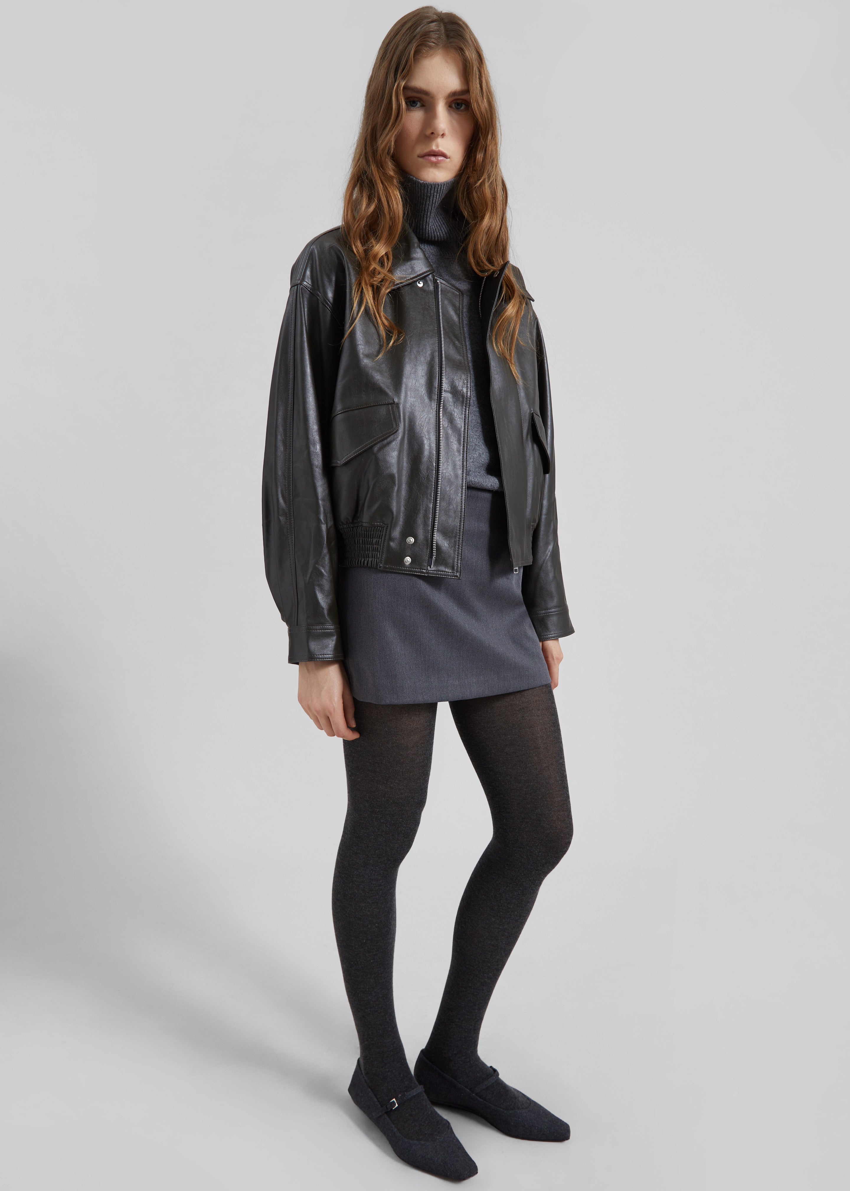Halmstad Faux Leather Jacket - Charcoal – The Frankie Shop