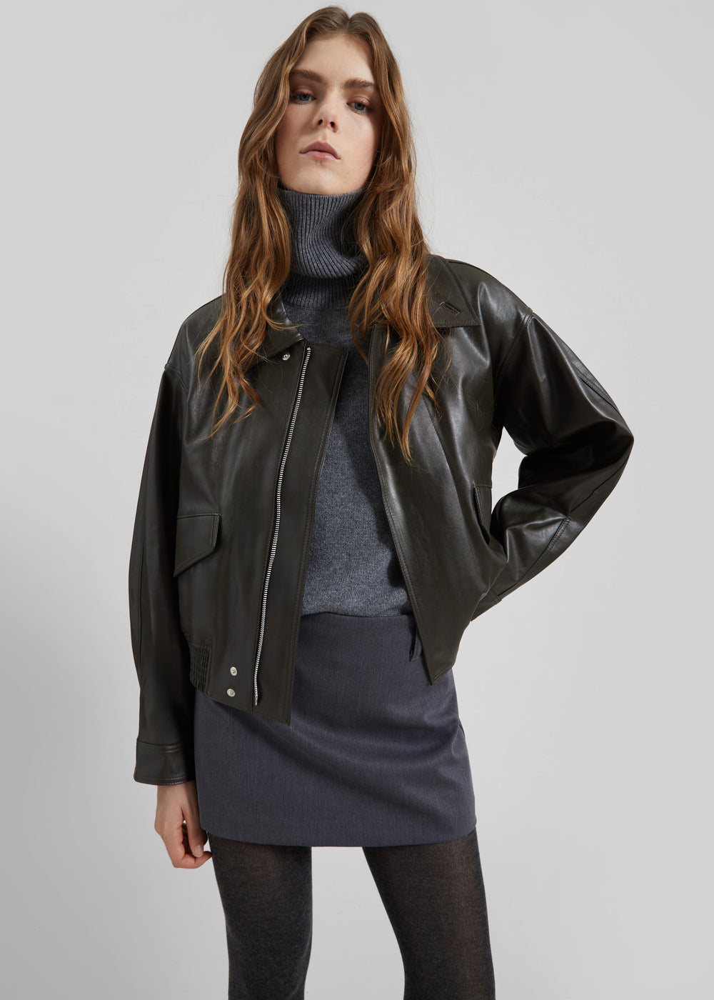 Halmstad Faux Leather Jacket - Charcoal - 1