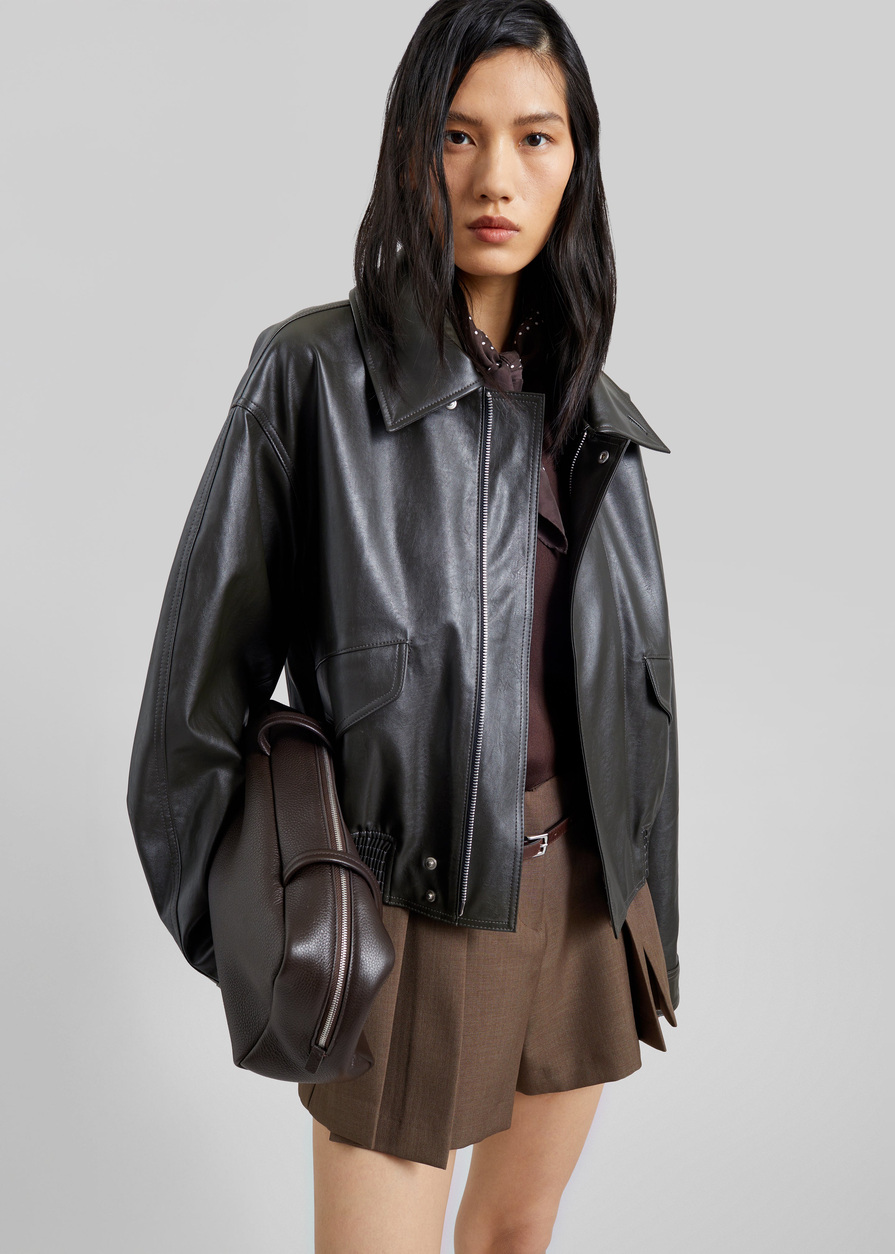 Halmstad Faux Leather Jacket - Charcoal - 6