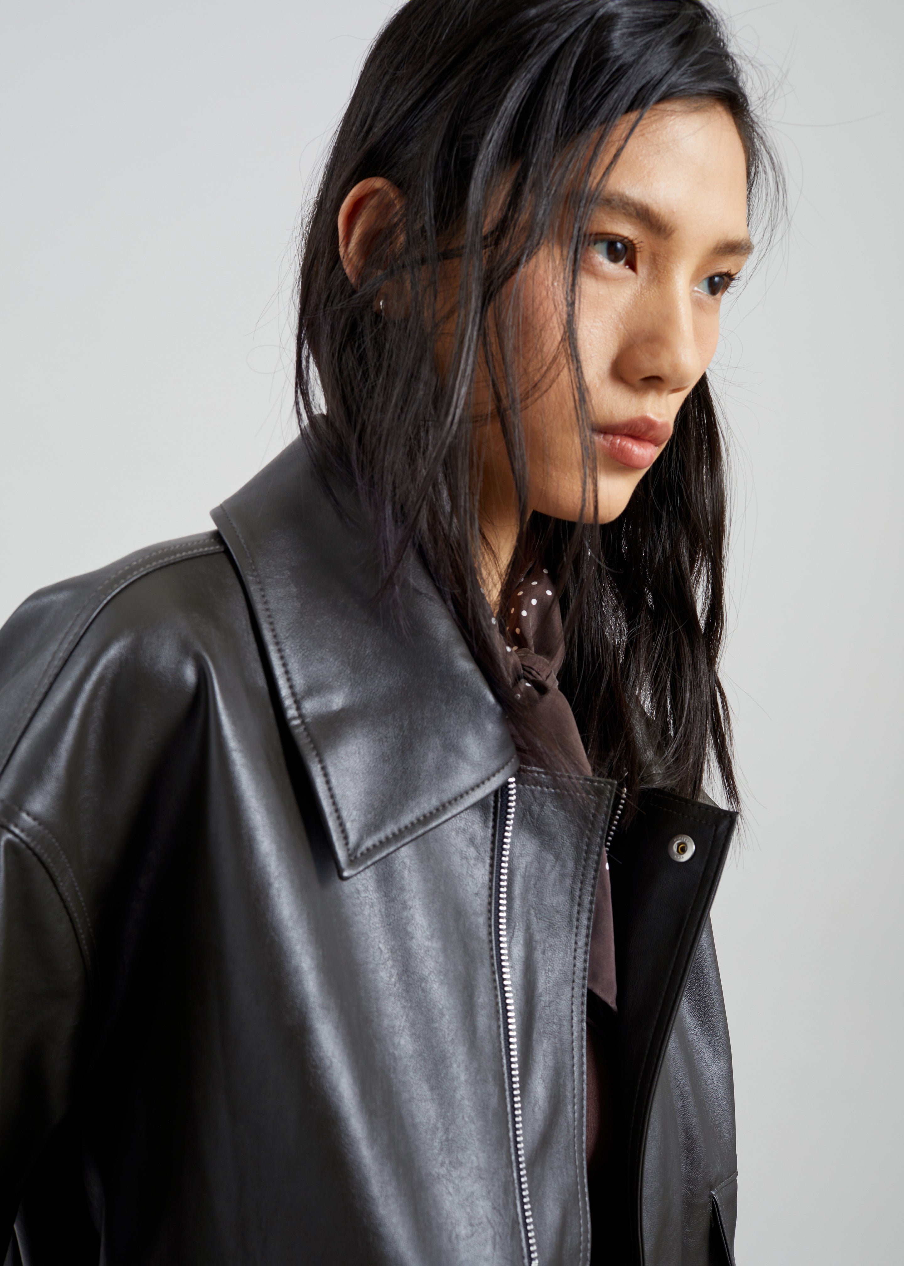 Halmstad Faux Leather Jacket - Charcoal - 4