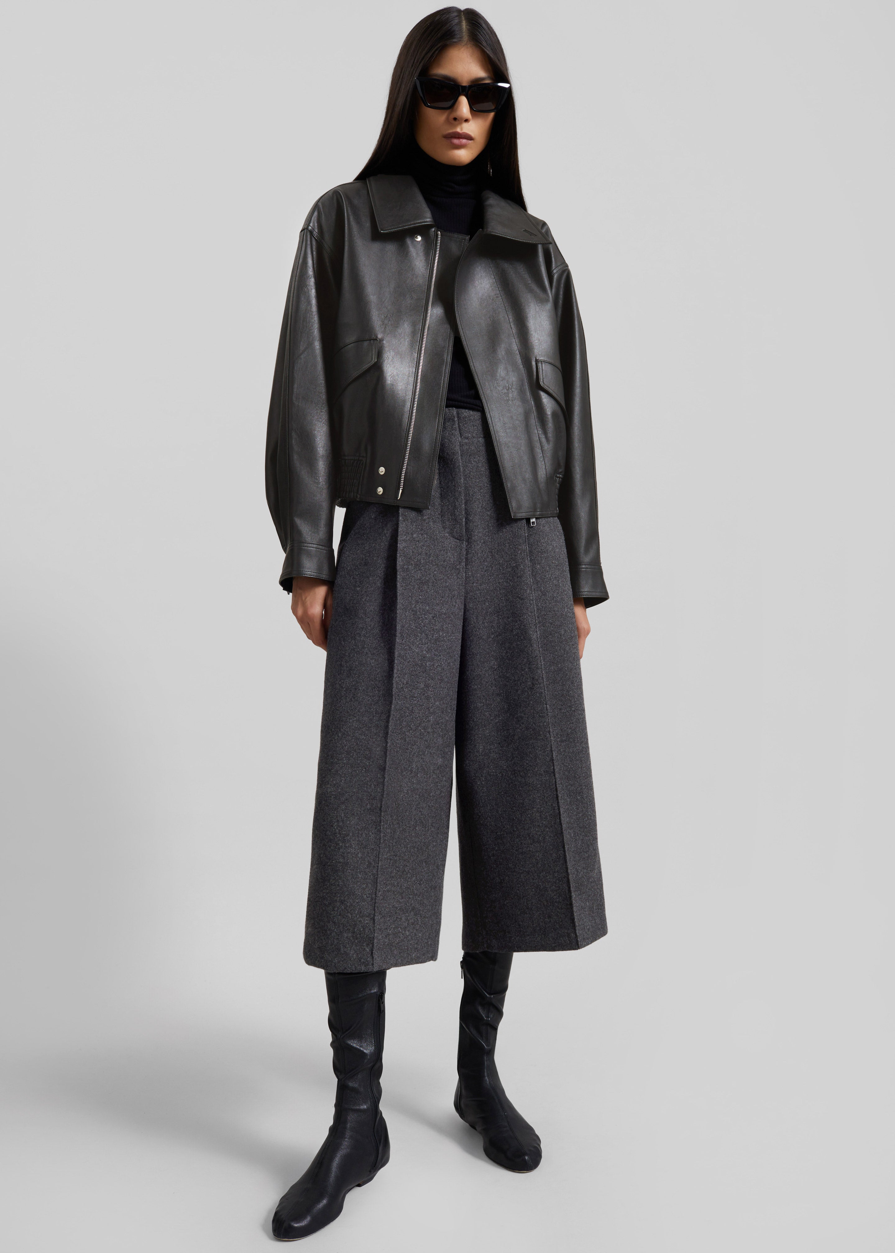 Leher Tailored Wool Culottes - Charcoal - 9