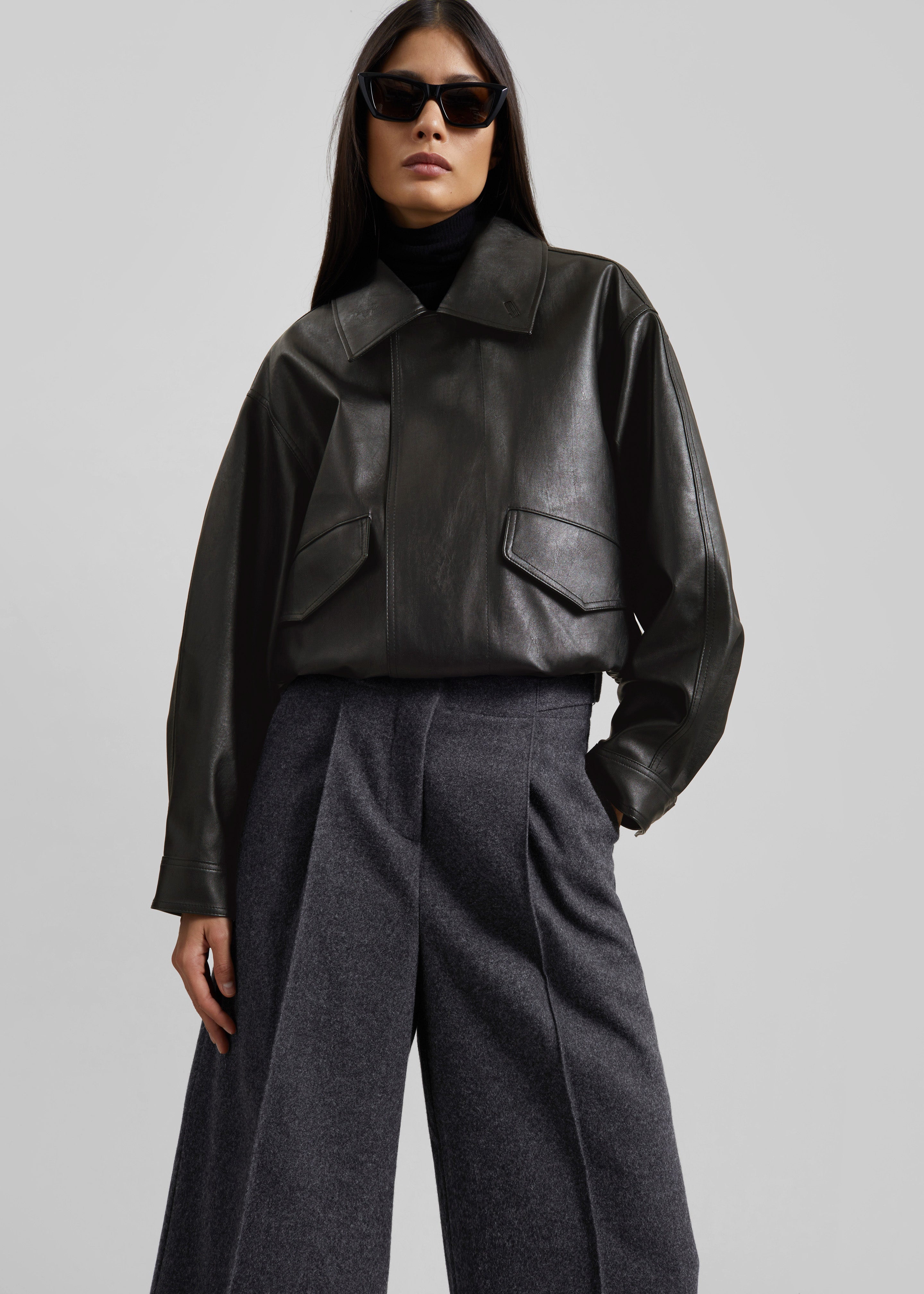 Halmstad Faux Leather Jacket - Charcoal - 6