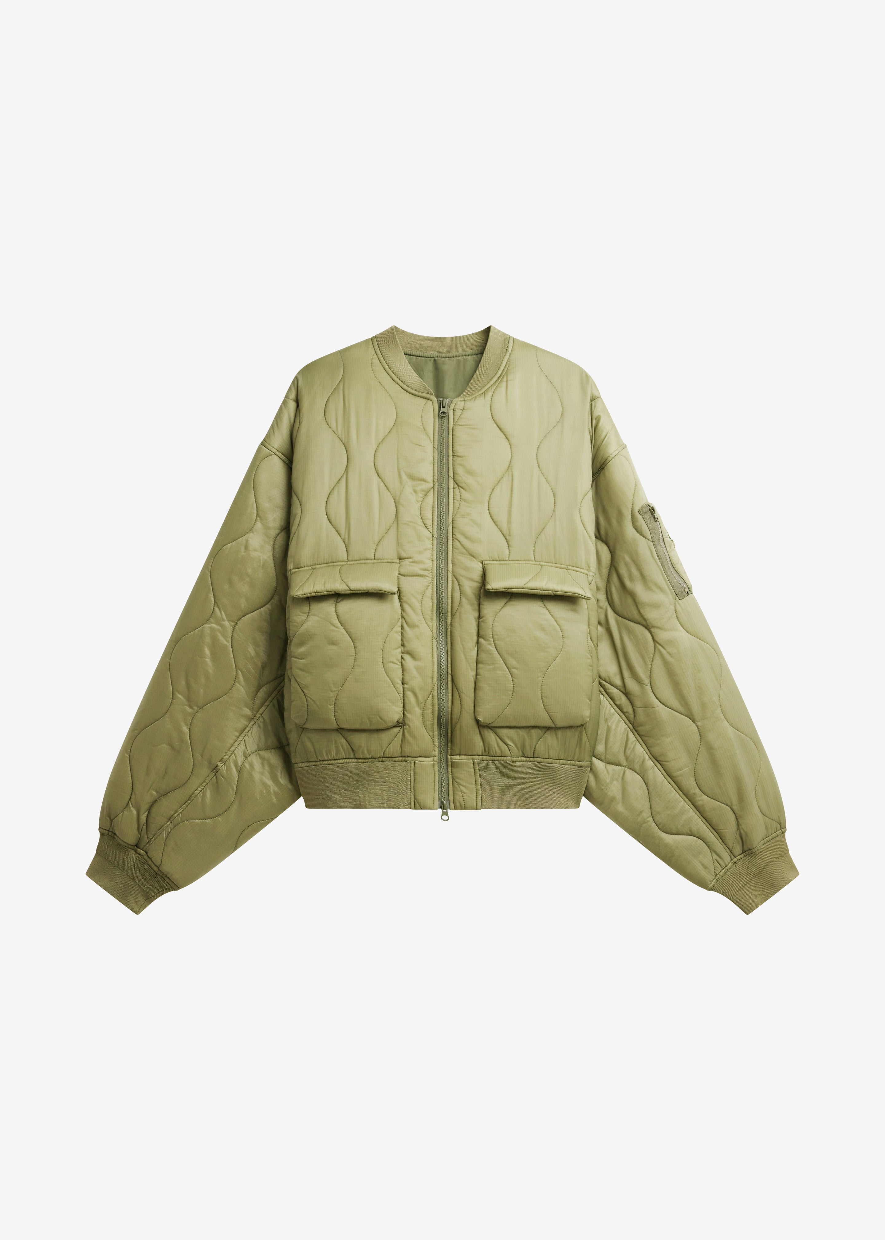 Halsey Quilted Bomber Jacket - Moss Green - 9