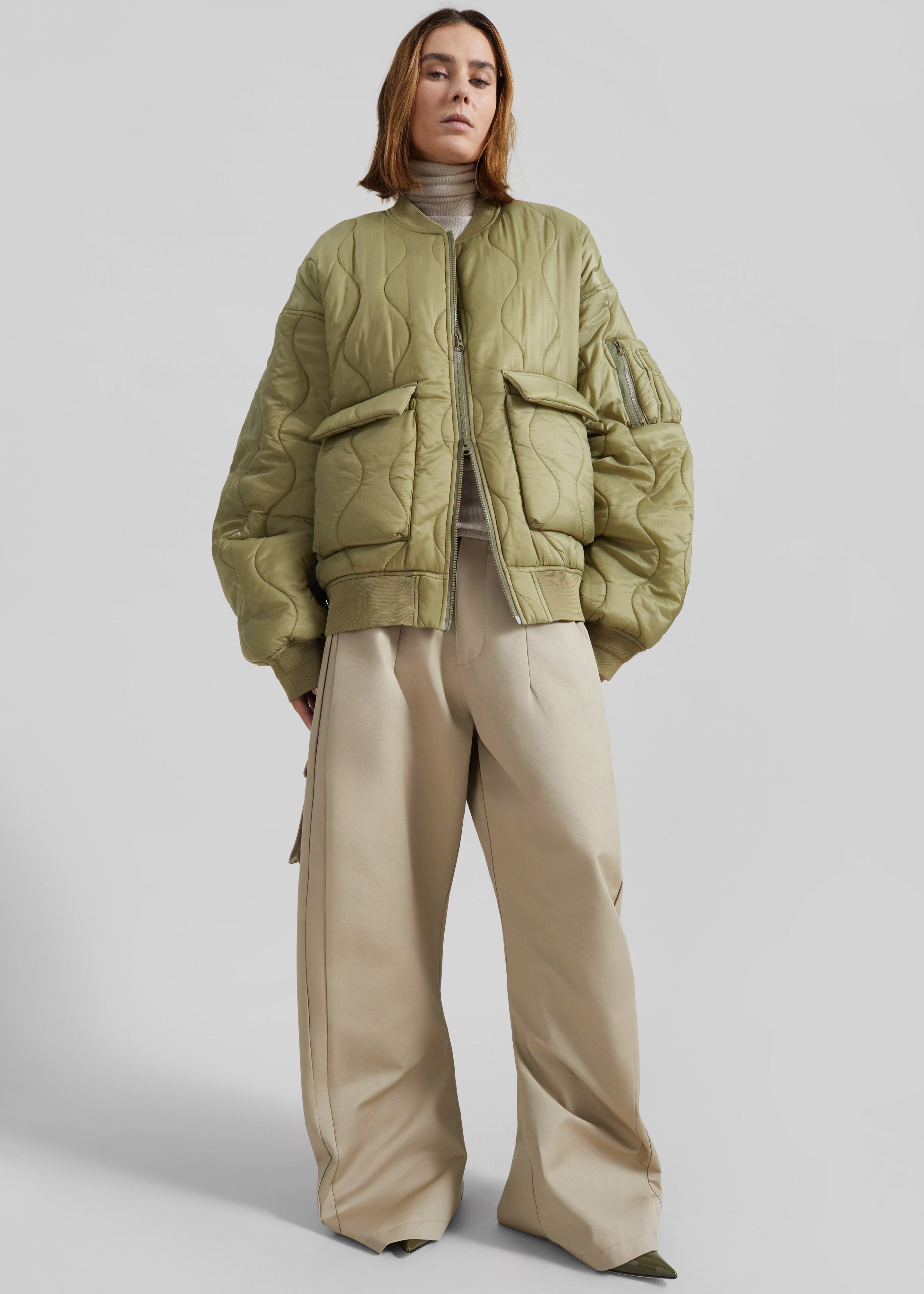 Halsey Quilted Bomber Jacket - Moss Green – The Frankie Shop