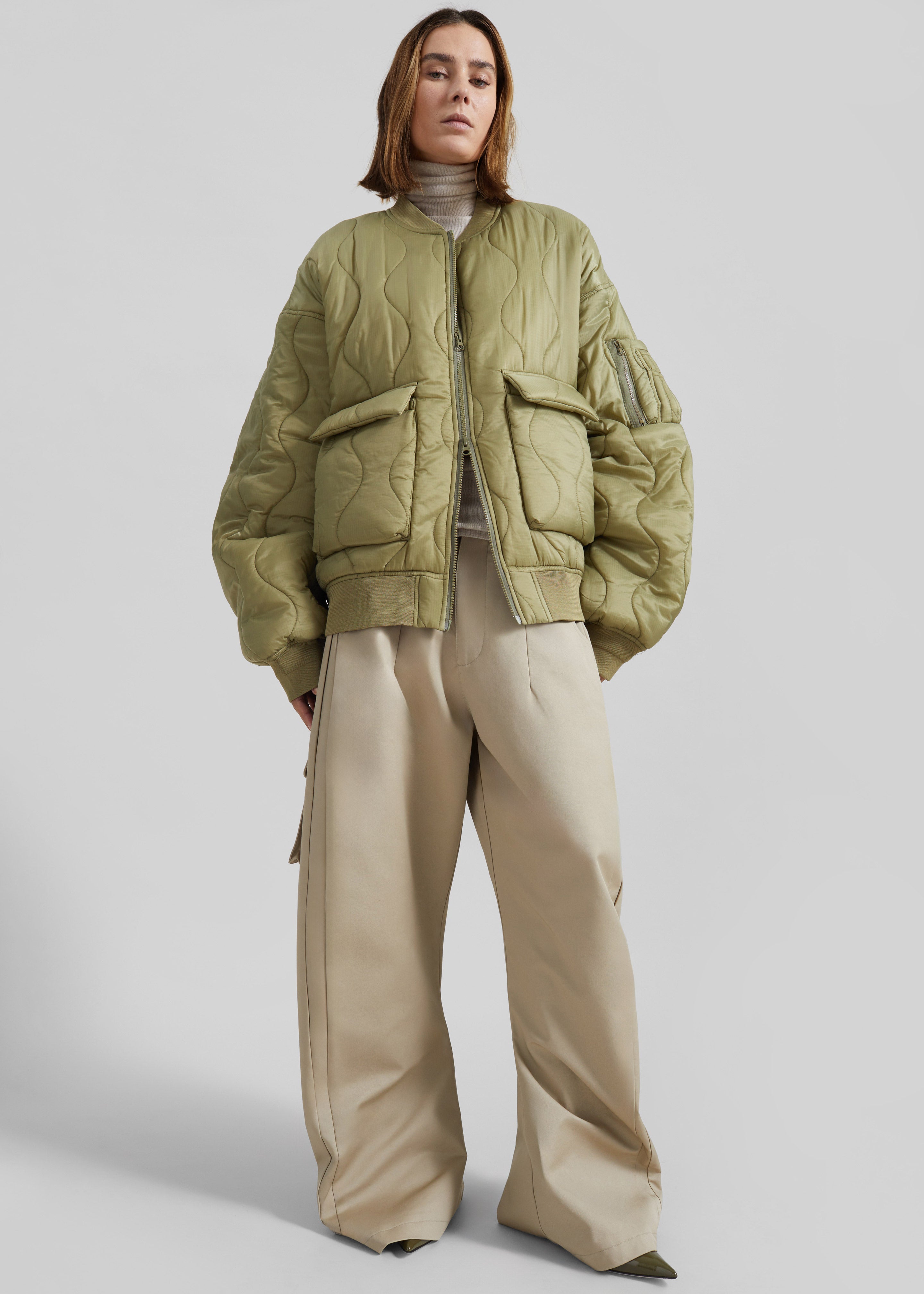 Halsey Quilted Bomber Jacket - Moss Green – The Frankie Shop