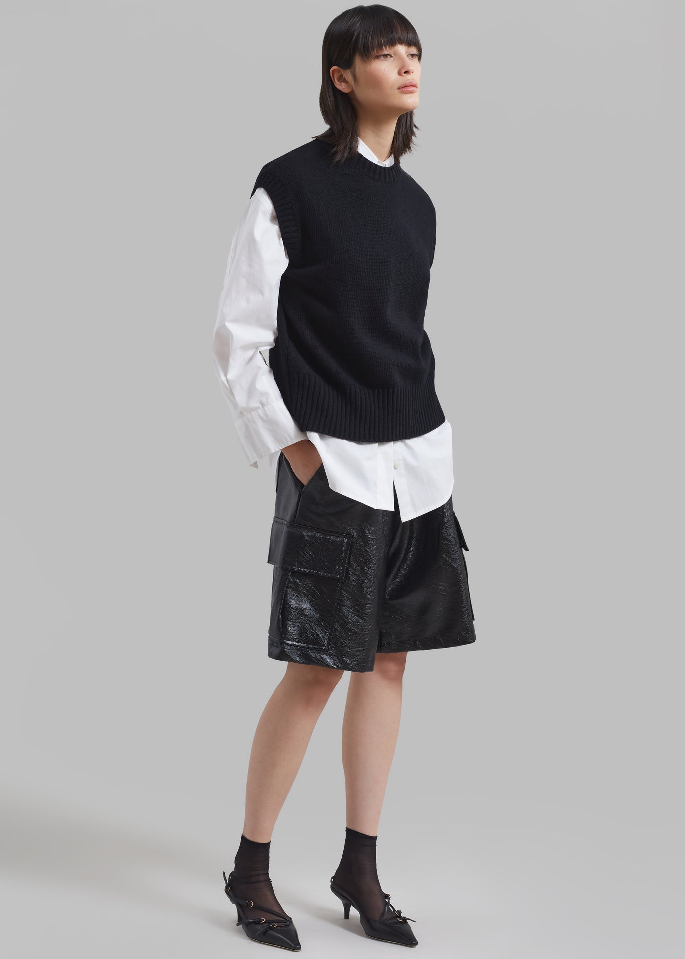 Hariette Faux Leather Shorts - Black