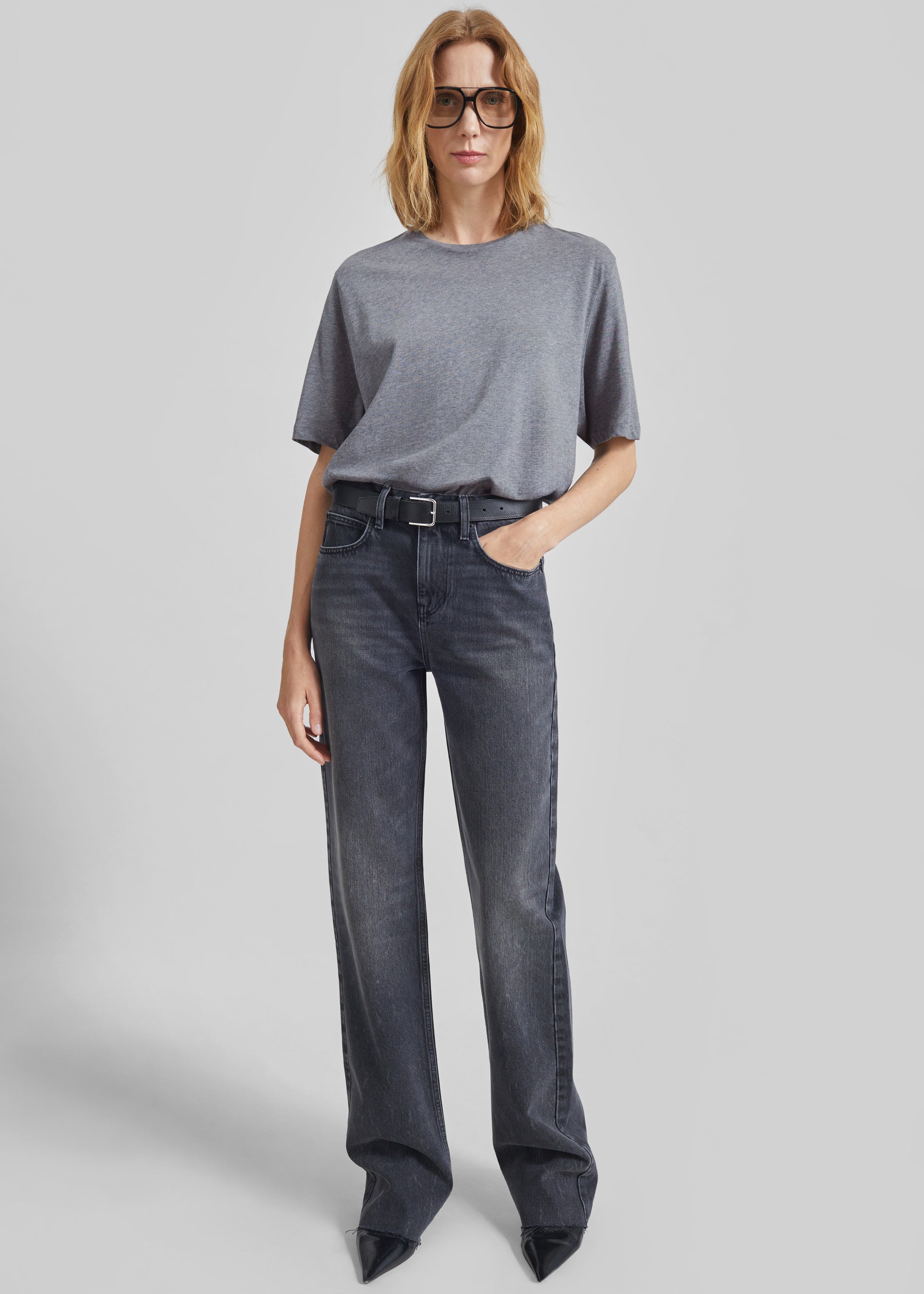 Shop the look image for Harper Soft Organic T-Shirt - Dark Grey Melange