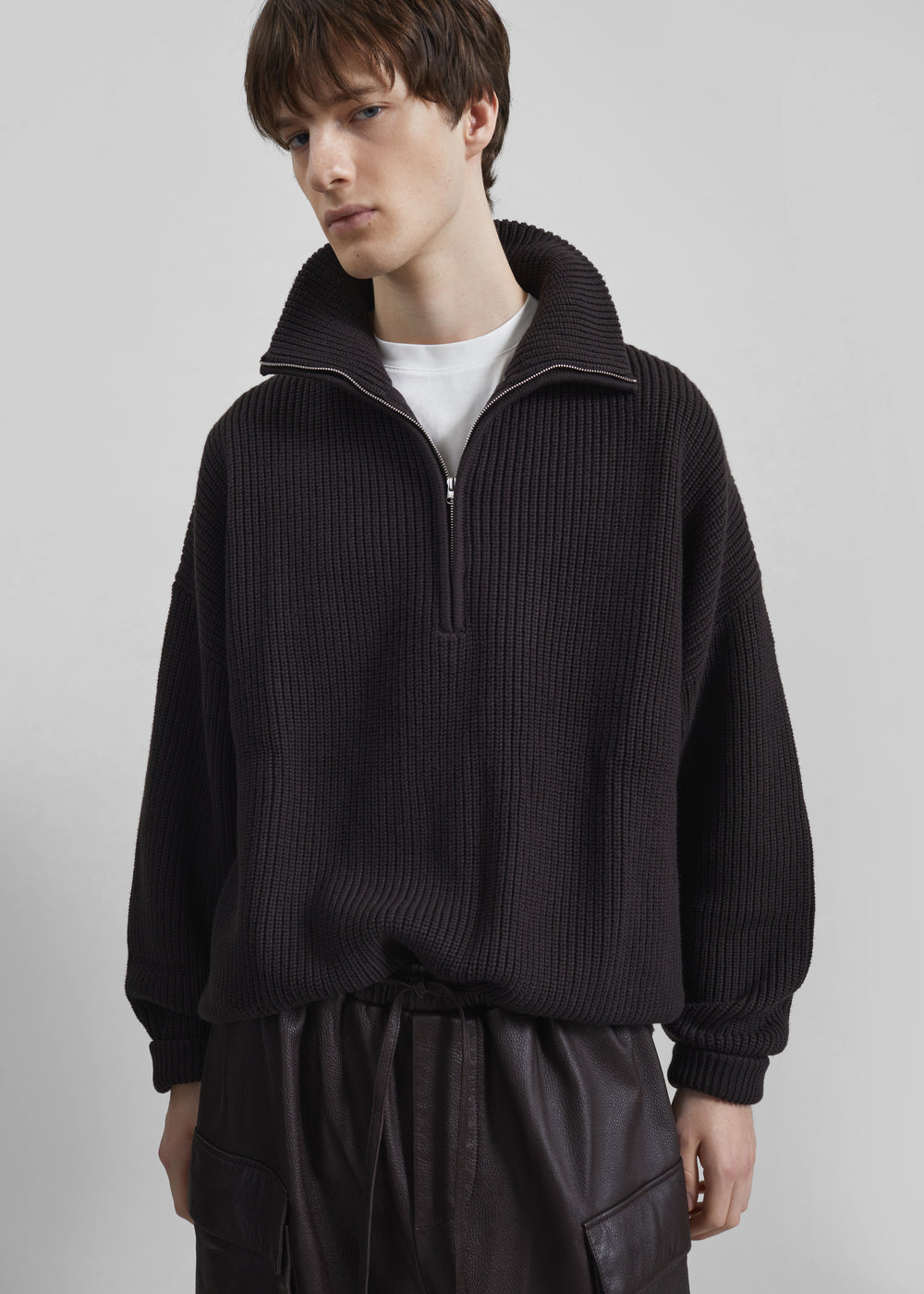 Harrison Quarter Zip Jumper - Dark Plum