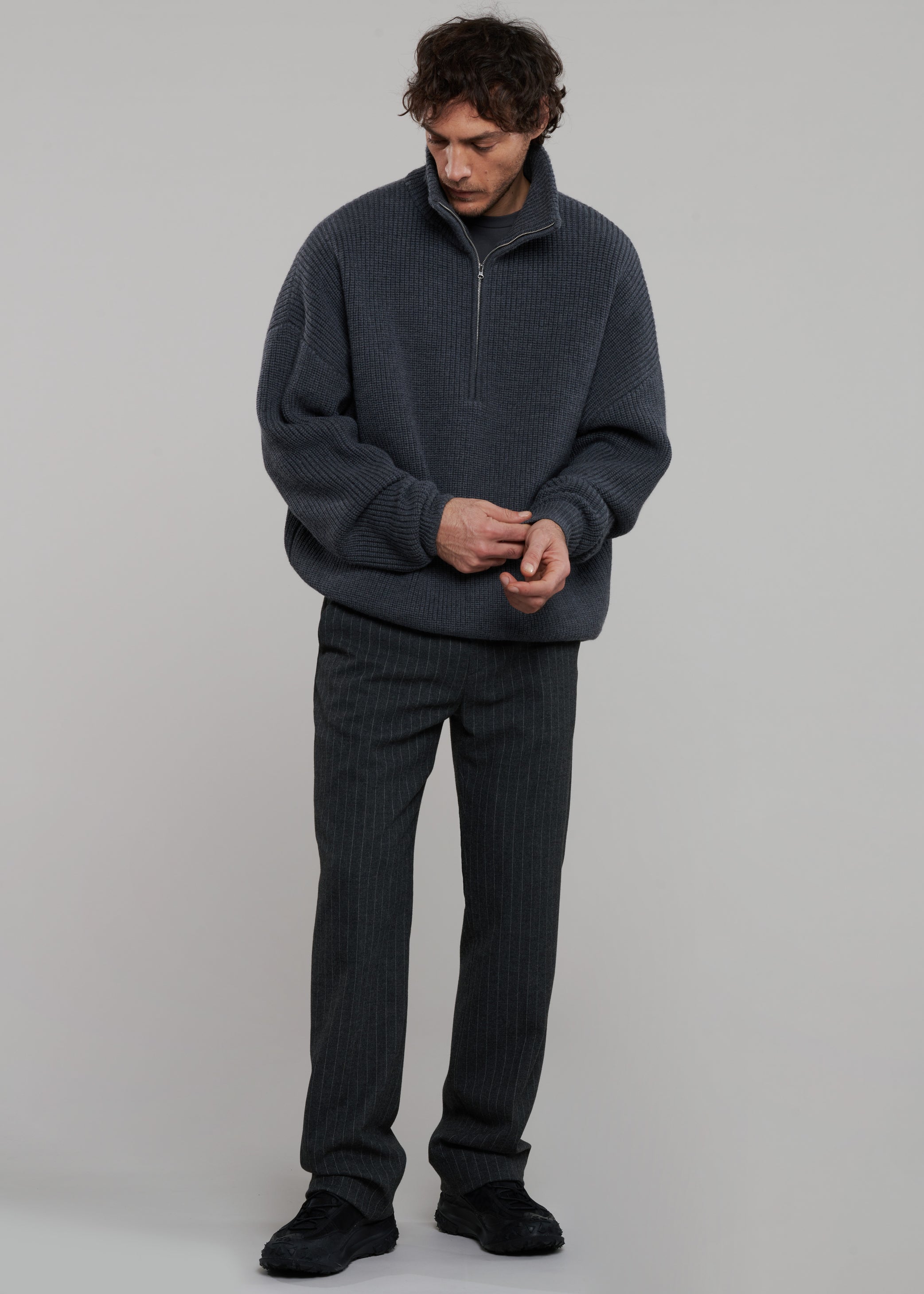 Shop the look image for Harrison Quarter Zip Jumper - Grey Melange