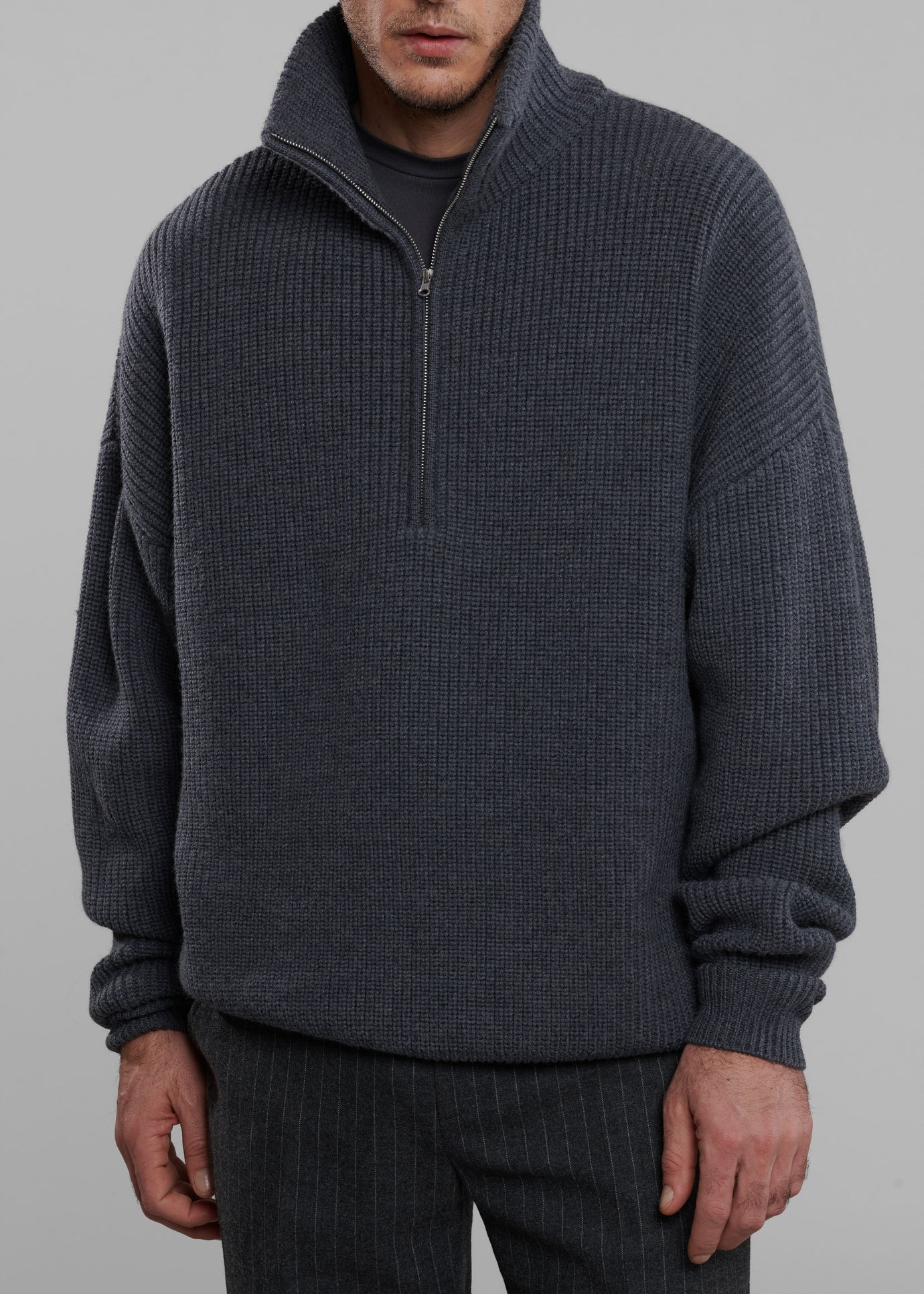 Harrison Quarter Zip Jumper - Grey Melange - 1