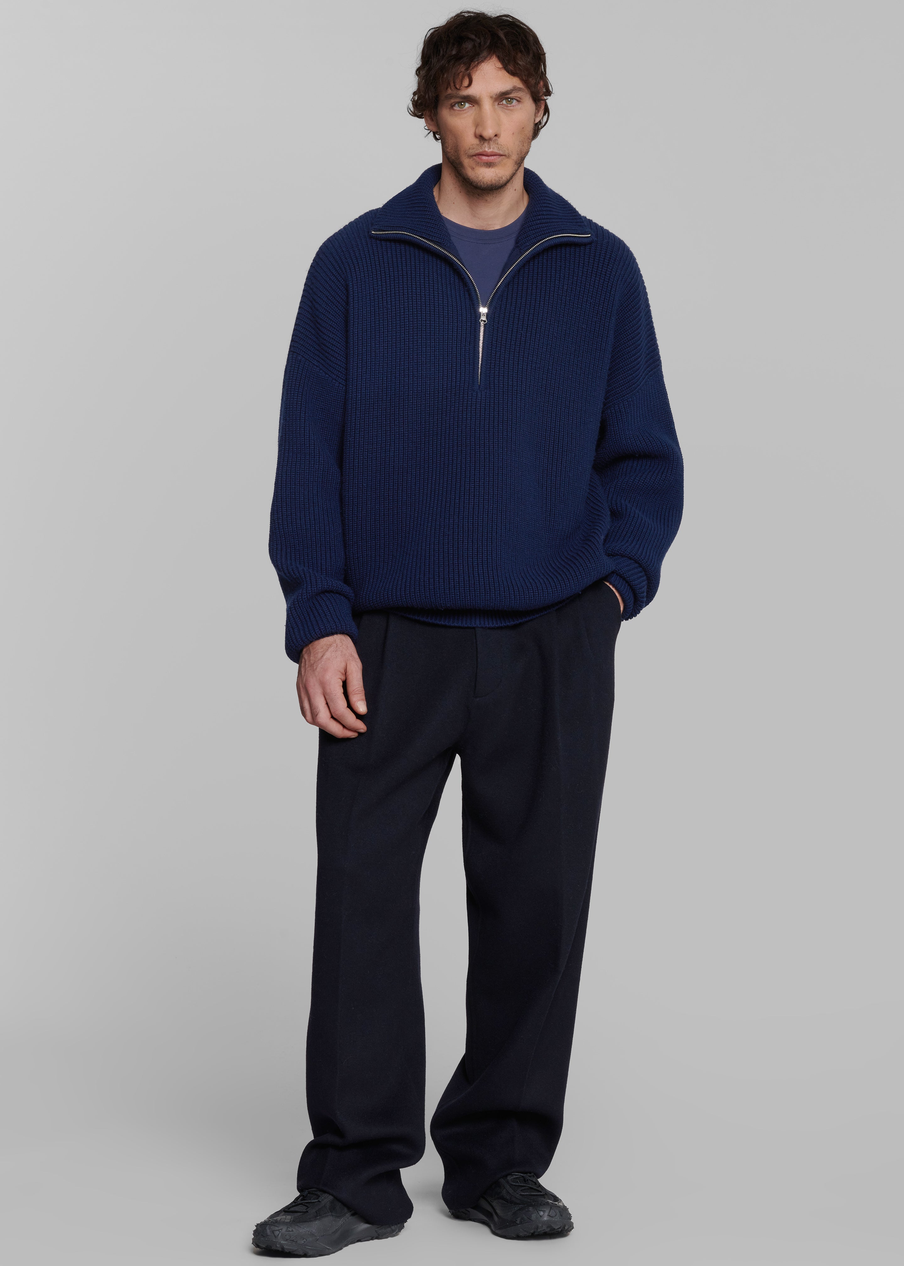 Harrison Quarter Zip Jumper - Navy - 3