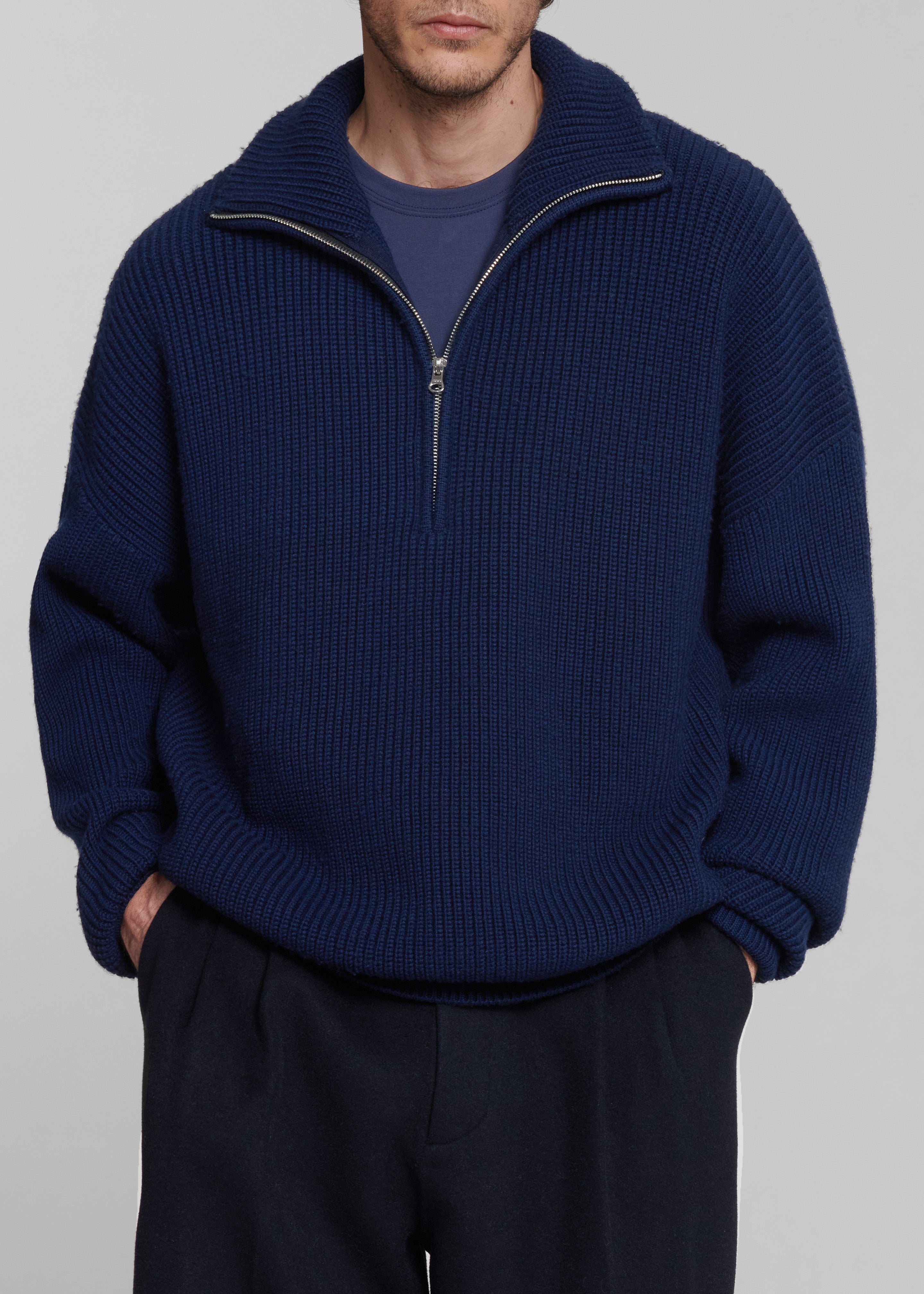 Harrison Quarter Zip Jumper - Navy - 2