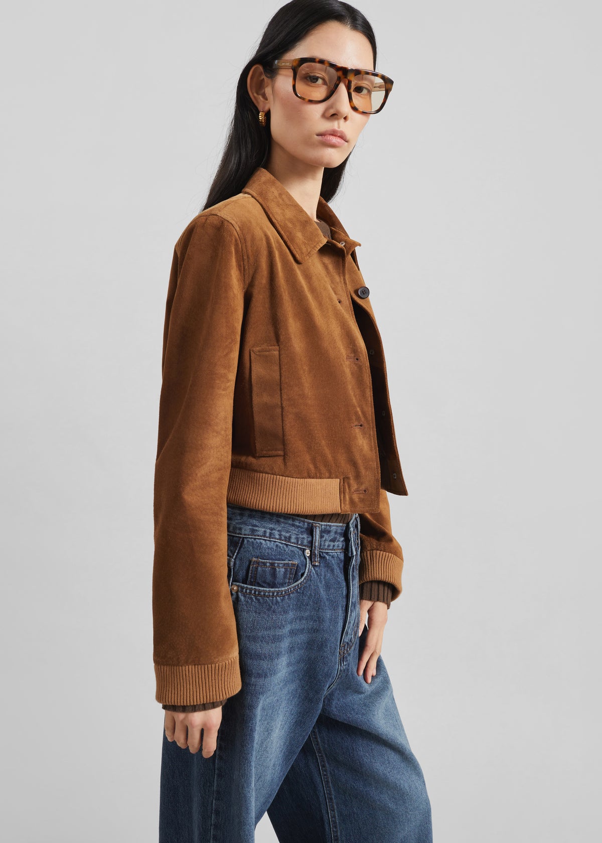 Hartford Suede Short Jacket - Dark Camel - 6