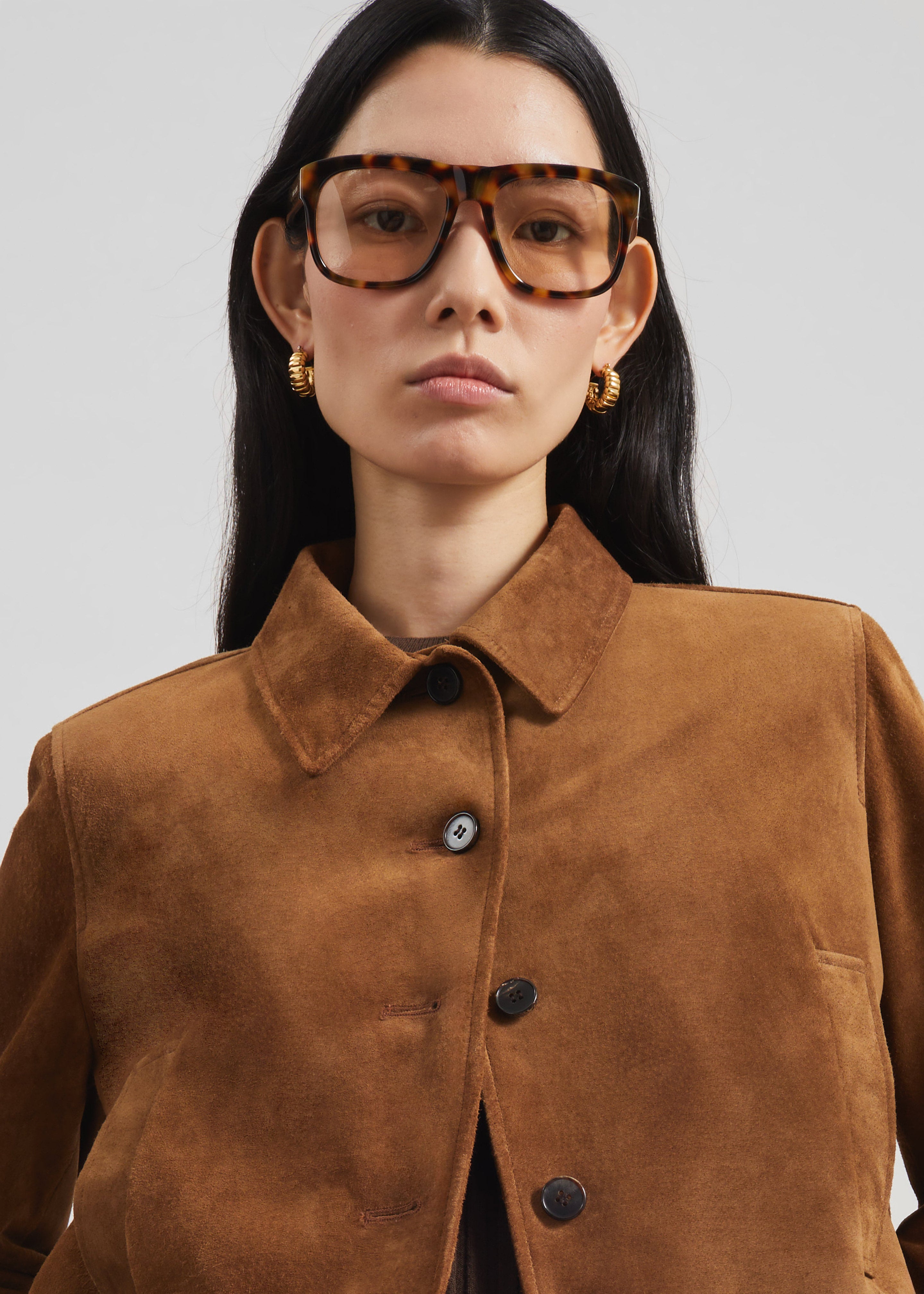 Hartford Suede Short Jacket - Dark Camel – The Frankie Shop