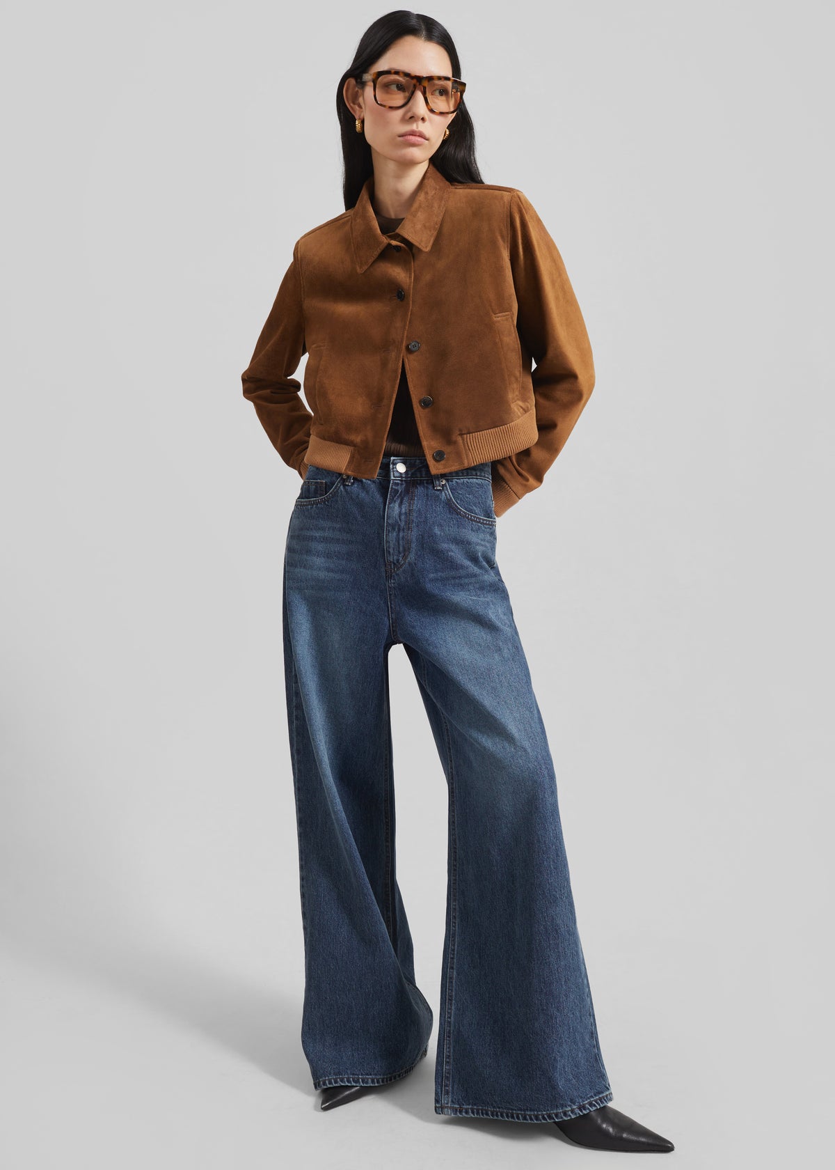 Hartford Suede Short Jacket - Dark Camel - 2