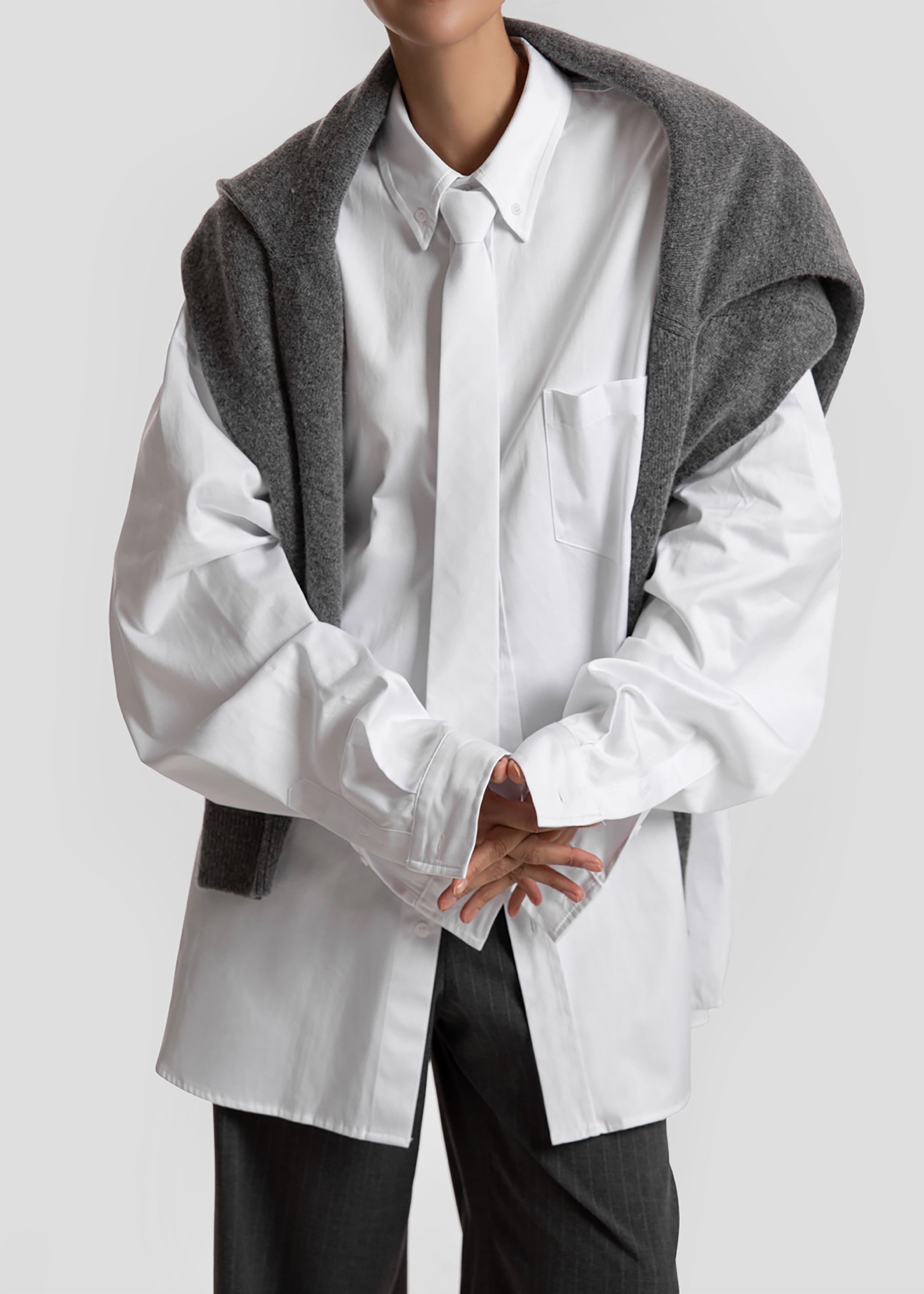 Havelock Oversized Neck-Tie Shirt - White – The Frankie Shop