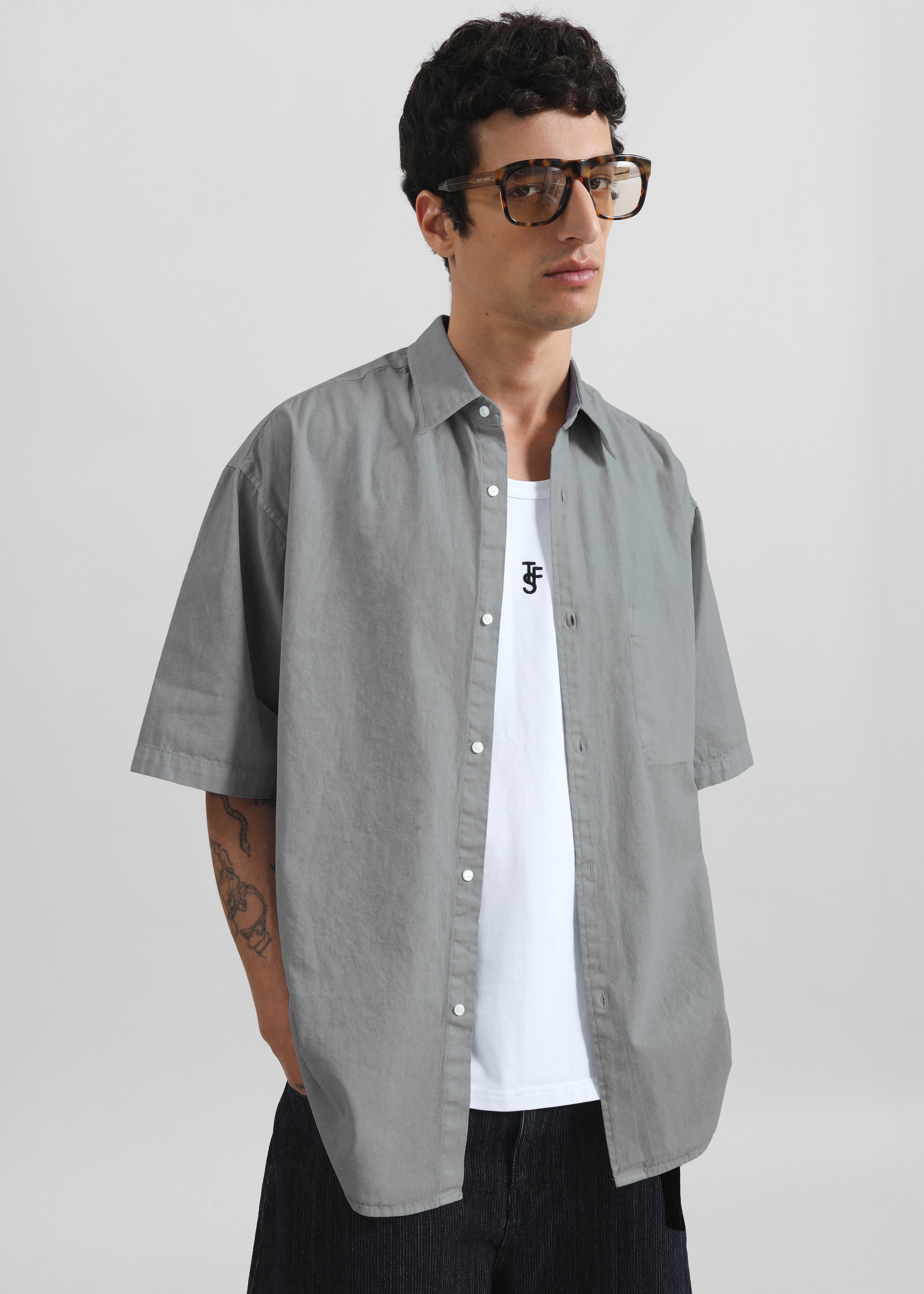 Havre Button Down Shirt - Light Grey - 2