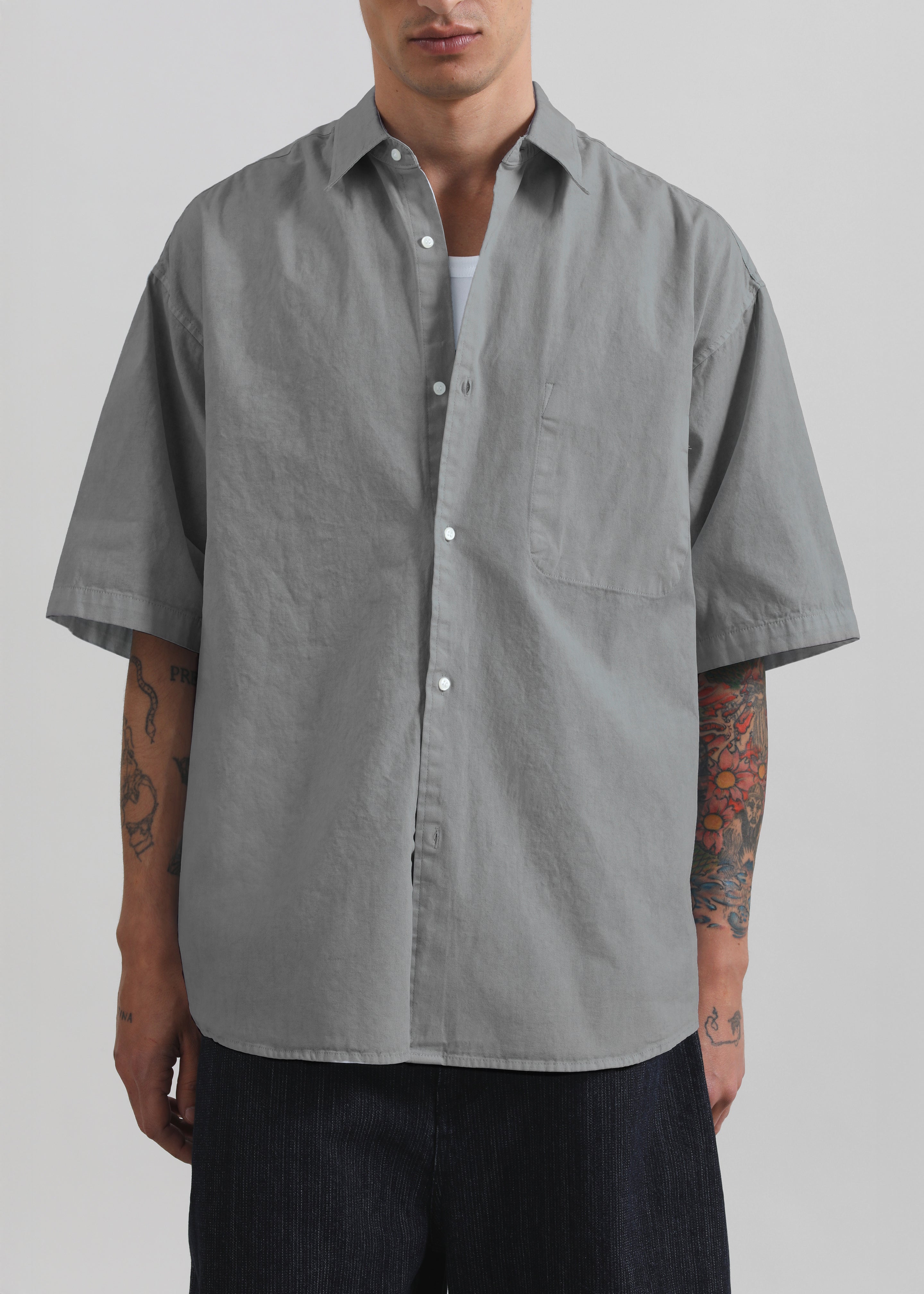 Havre Button Down Shirt - Light Grey - 3