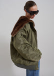 Hayden Faux Fur Bomber - Khaki