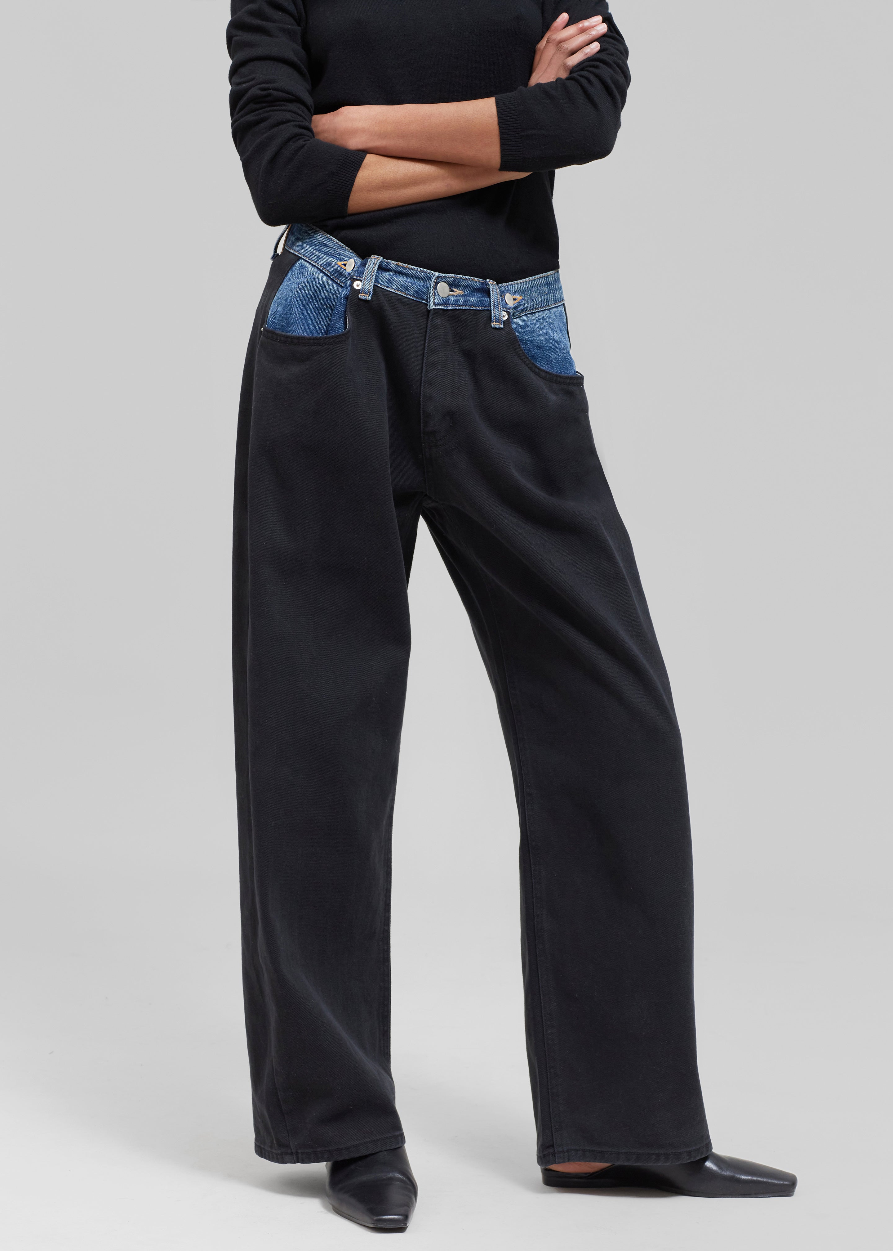 専用！The Frankie Shop デニム Hayla Contrast Denim Pants - Black/Blue – The Frankie Shop