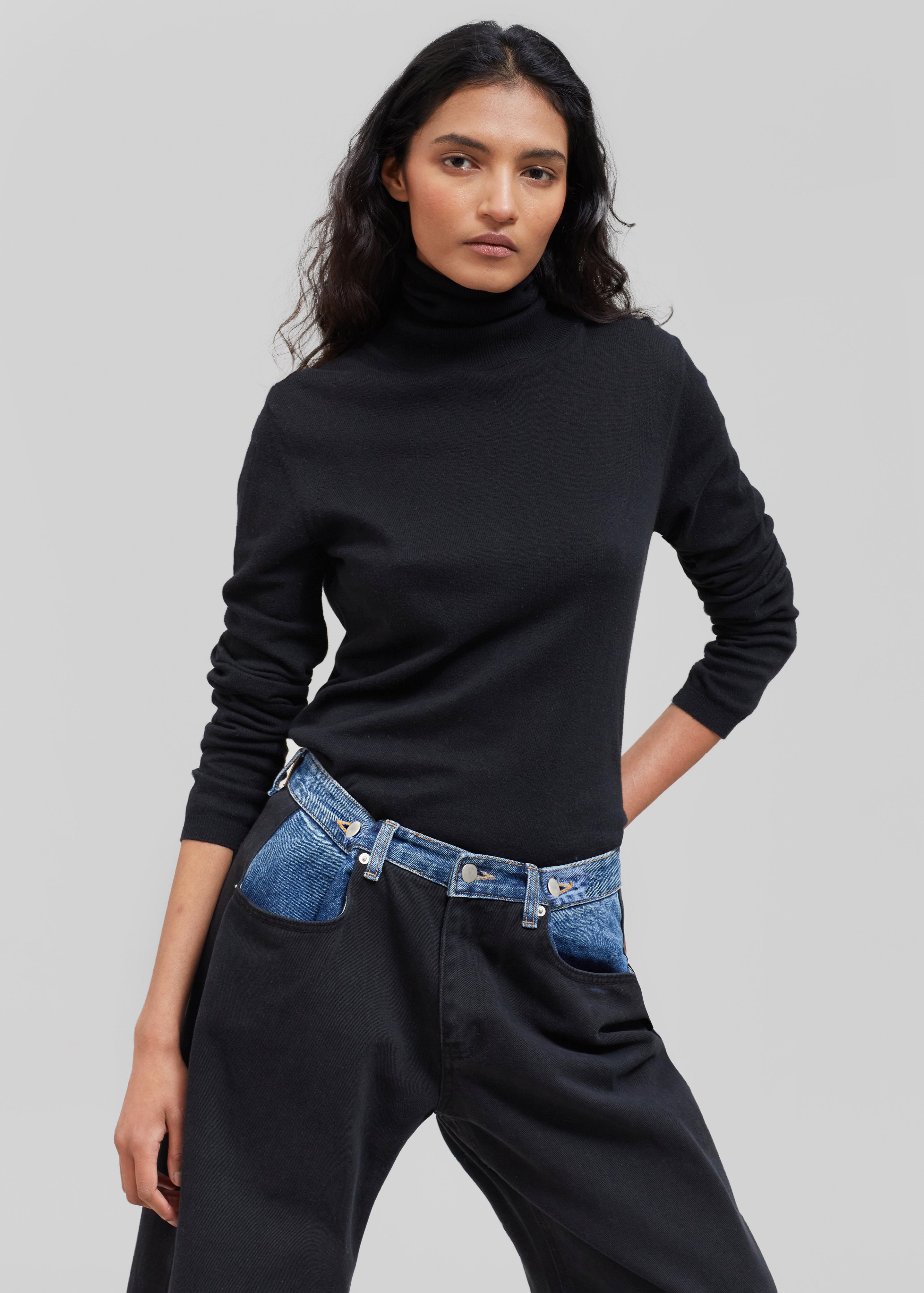 Hayla Contrast Denim Pants - Black/Blue – The Frankie Shop