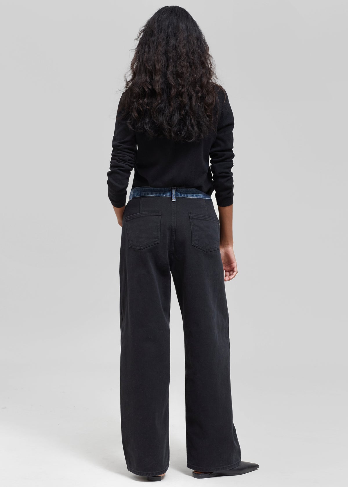 Hayla Contrast Denim Pants - Black/Blue - 8