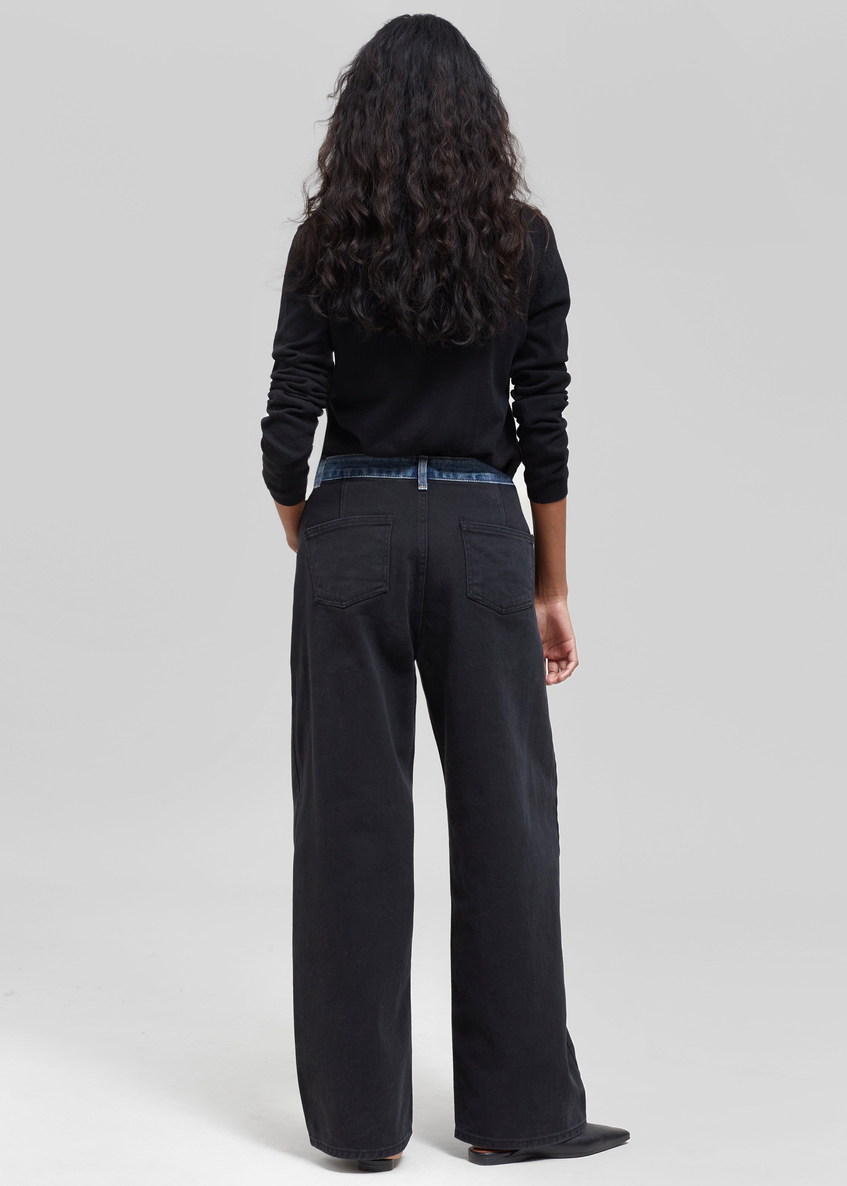 Hayla Contrast Denim Pants - Black/Blue - 8