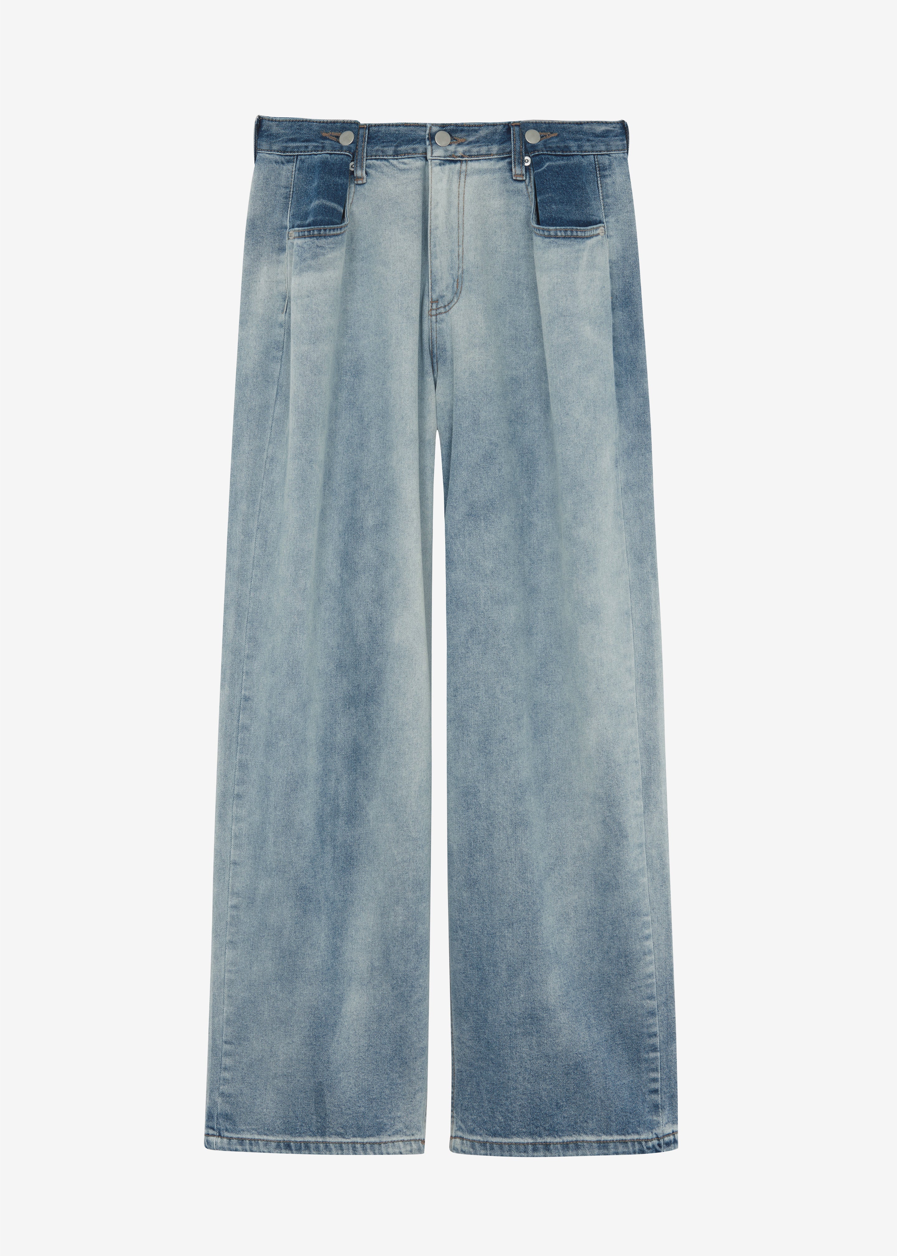 Hayla Contrast Denim Pants - Light Wash/Blue