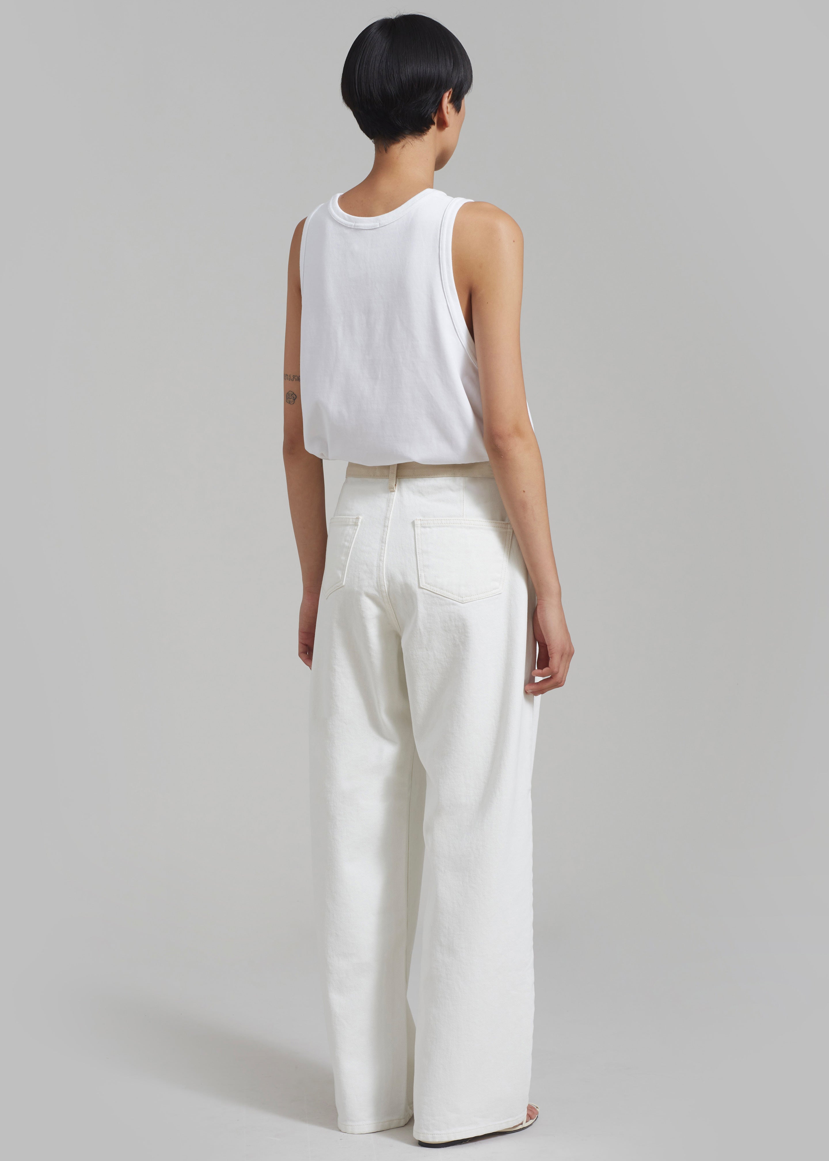 Hayla Contrast Denim Pants - Off White/Beige - 12