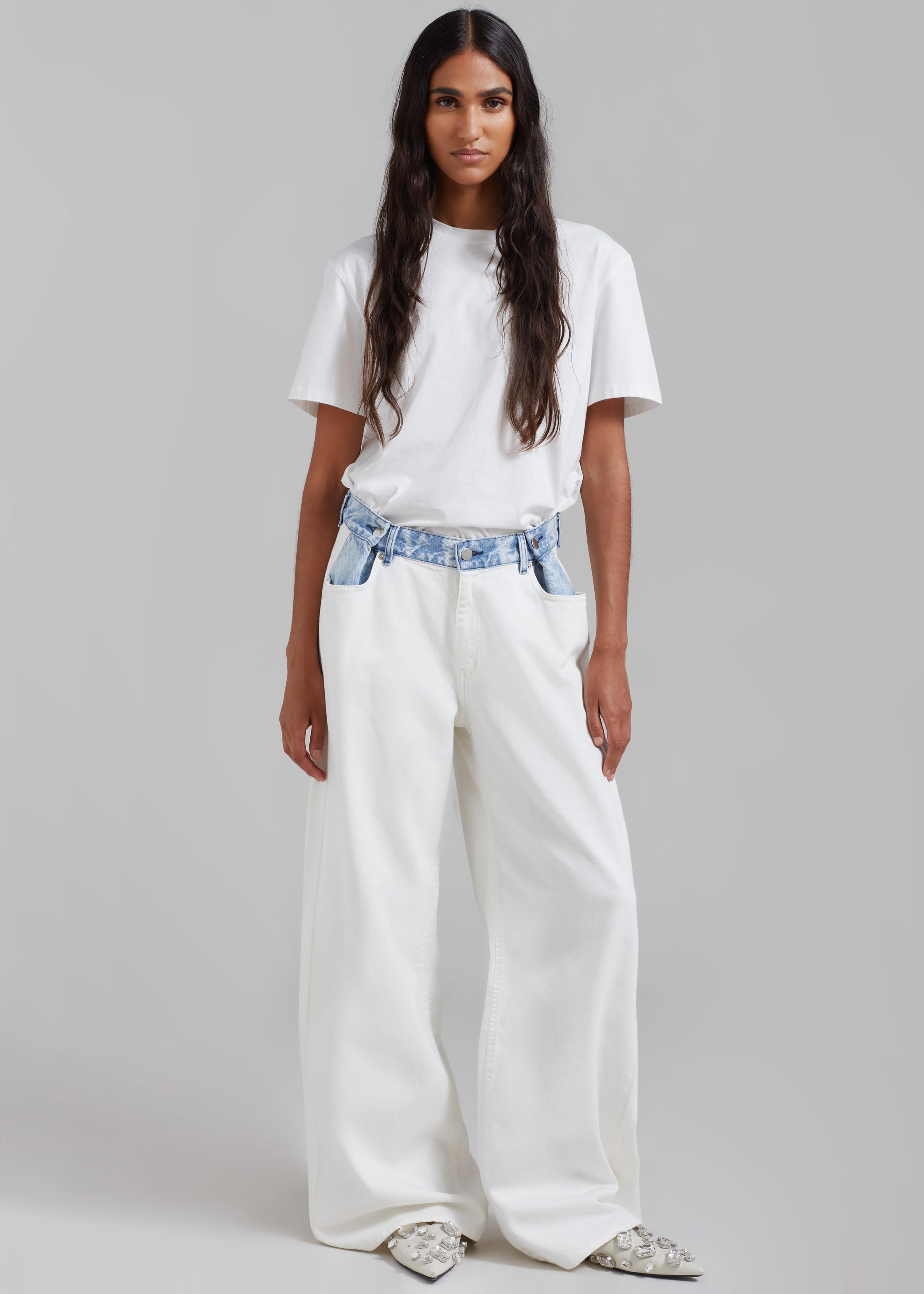 Shop the look image for Hayla Contrast Denim Pants - Off White/Blue