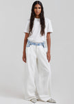Hayla Contrast Denim Pants - Off White/Blue