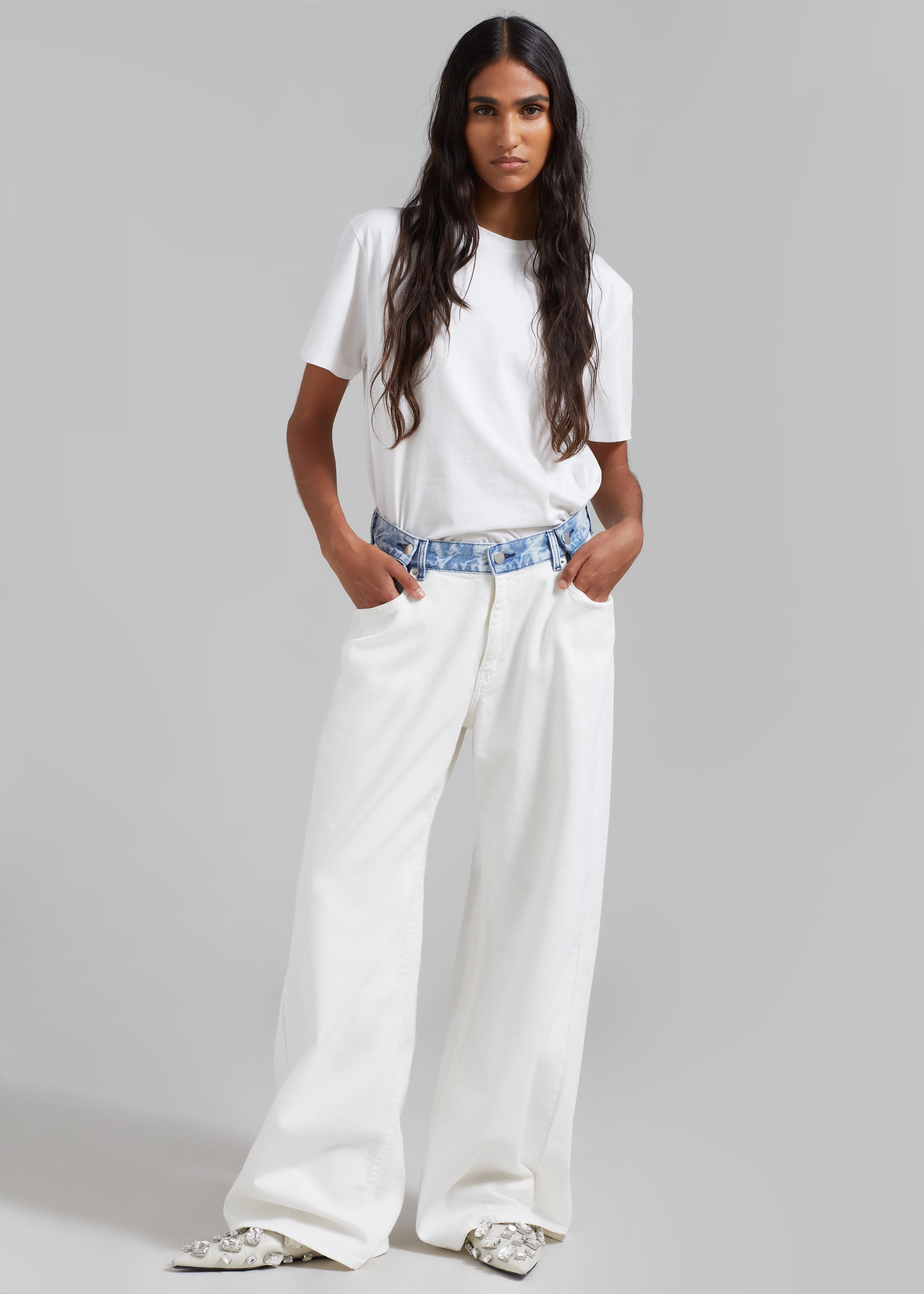 Hayla Contrast Denim Pants - Off White/Blue – The Frankie Shop