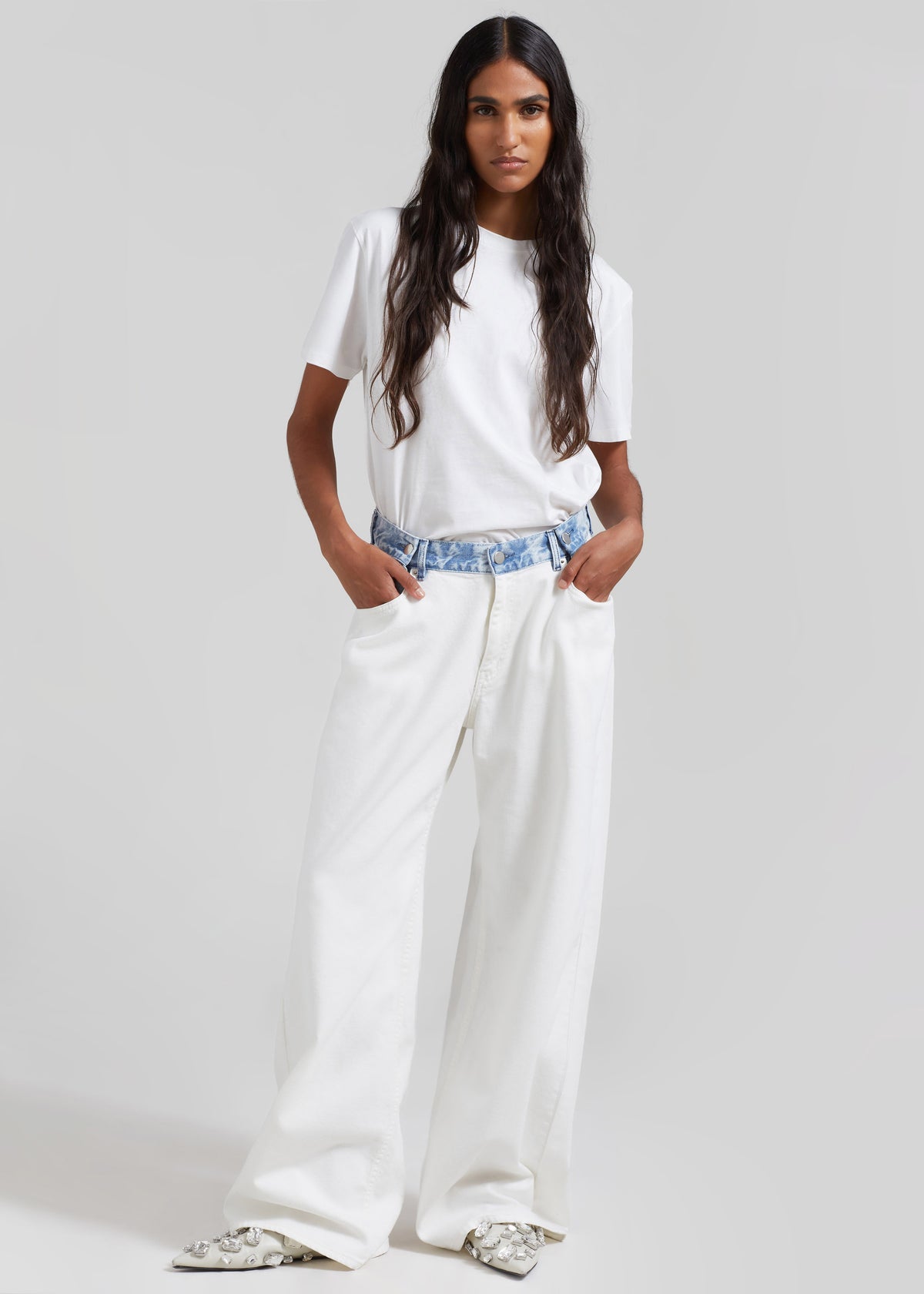 Hayla Contrast Denim Pants - Off White/Blue - 9