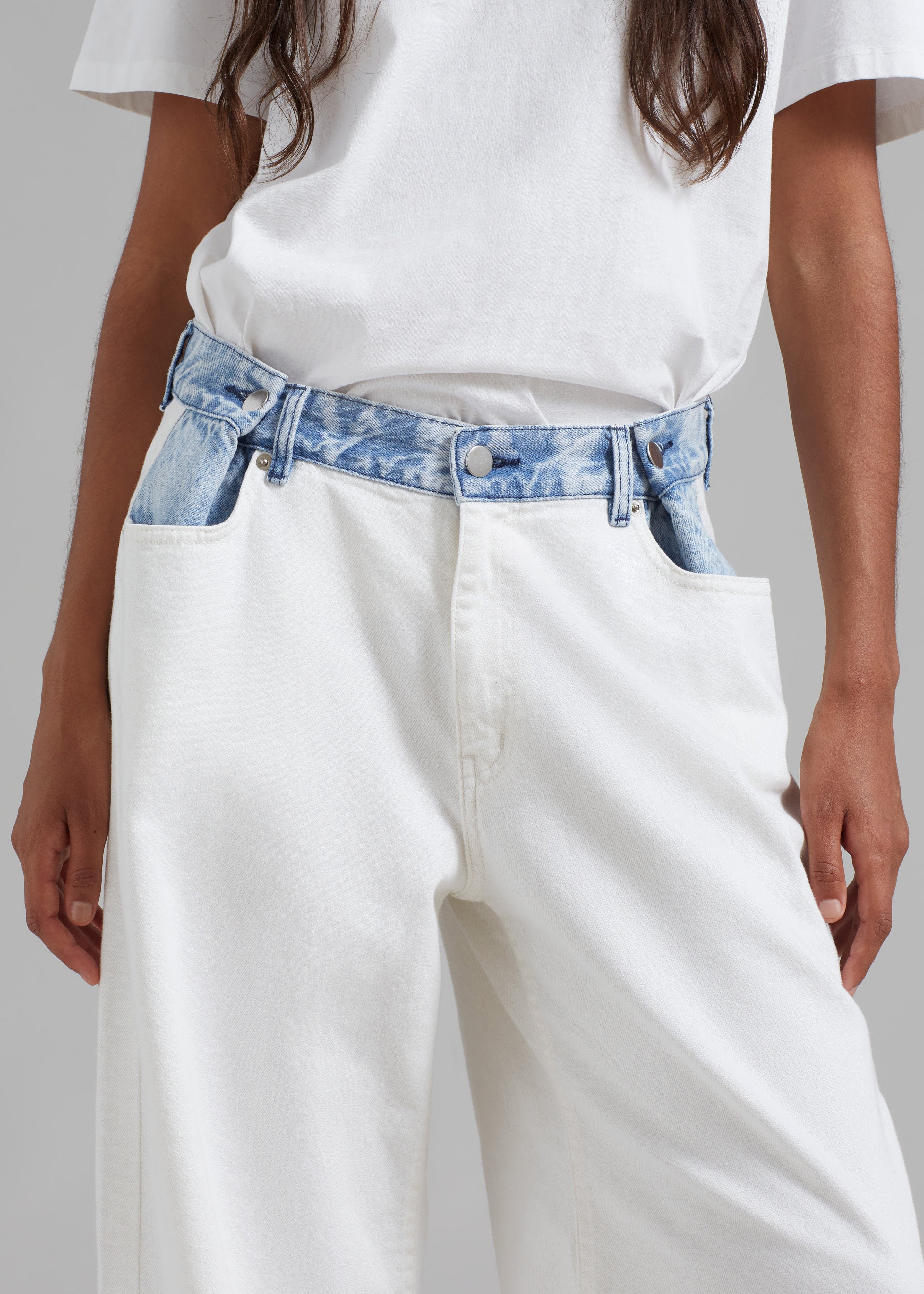 Hayla Contrast Denim Pants - Off White/Blue - 8