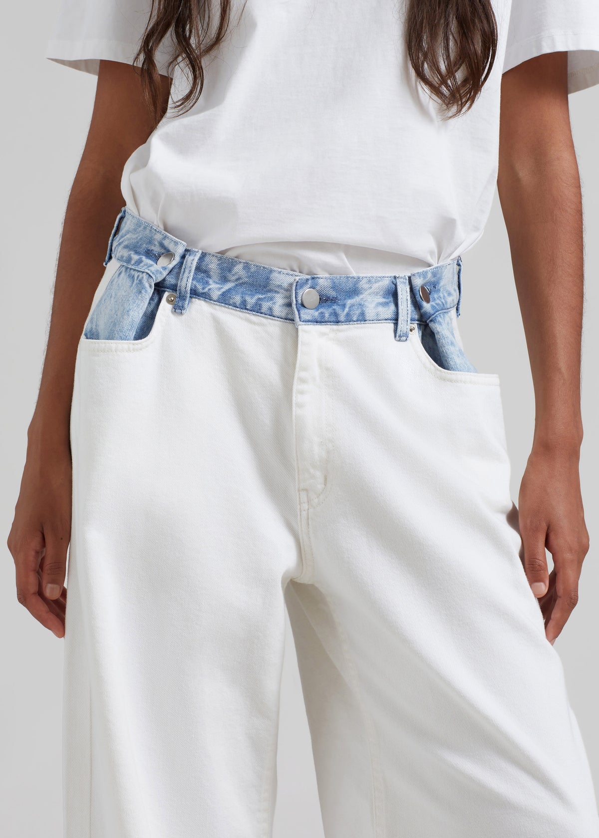 Hayla Contrast Denim Pants - Off White/Blue - 8