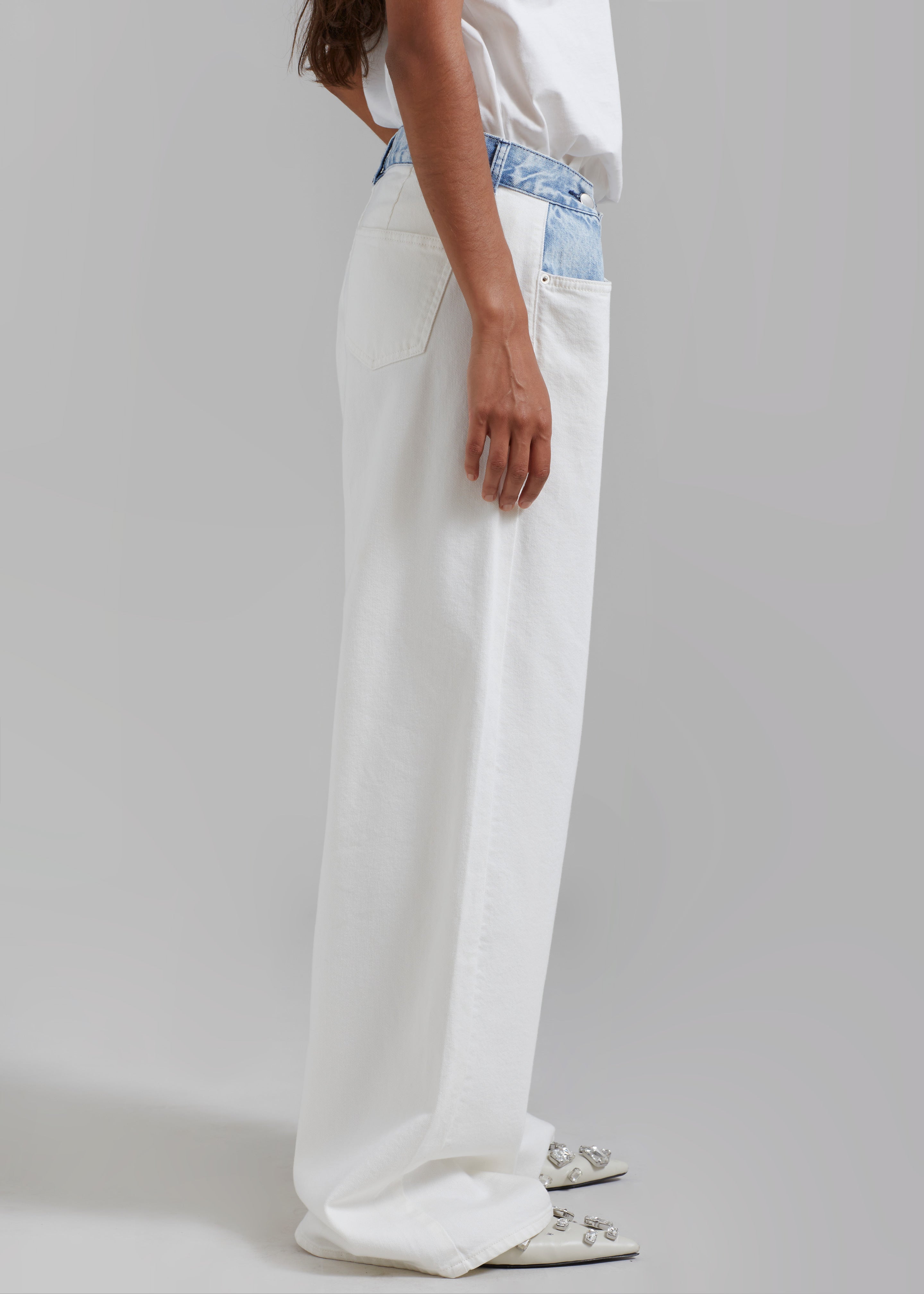 Hayla Contrast Denim Pants - Off White/Blue – The Frankie Shop