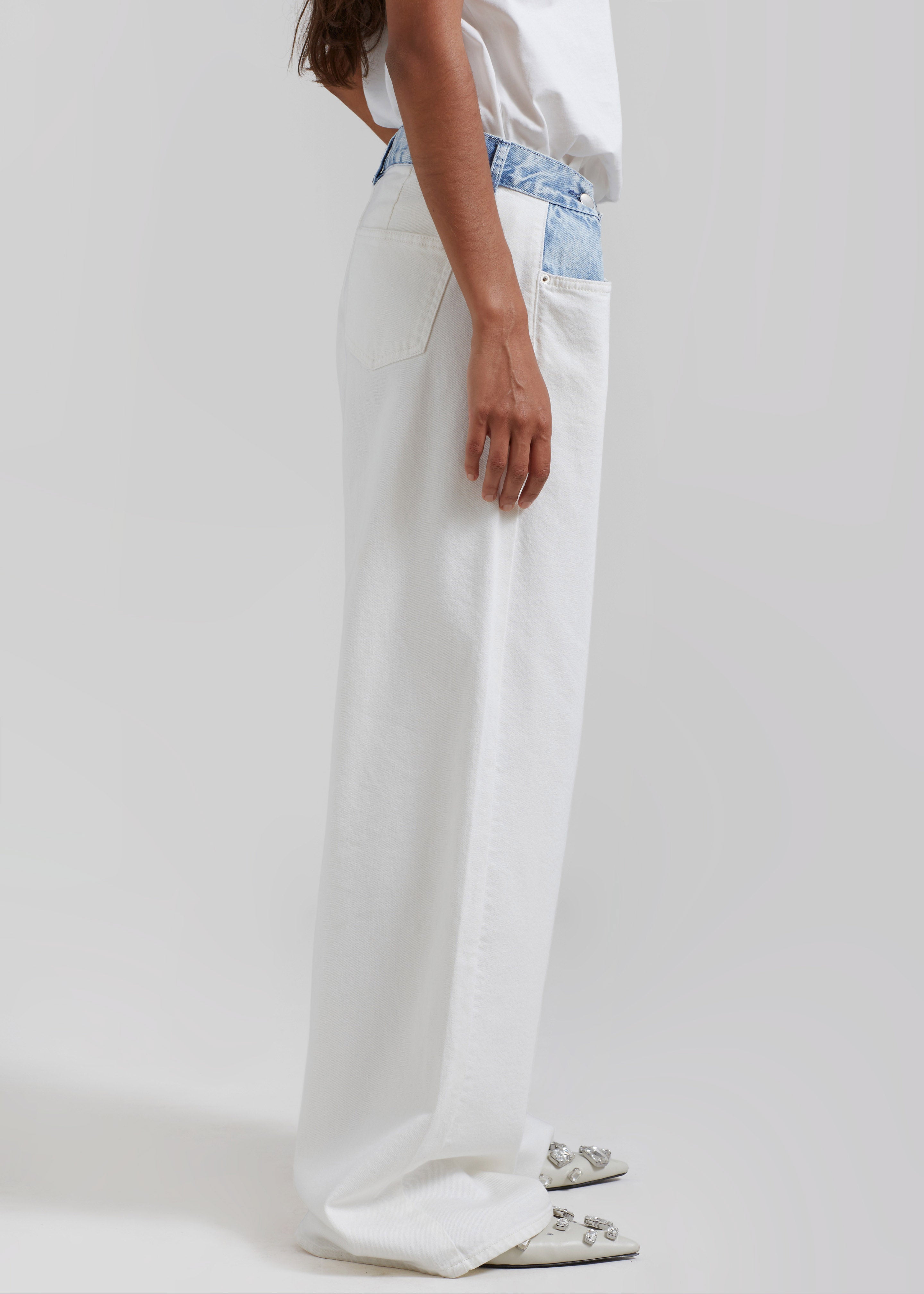 Hayla Contrast Denim Pants - Off White/Blue - 6