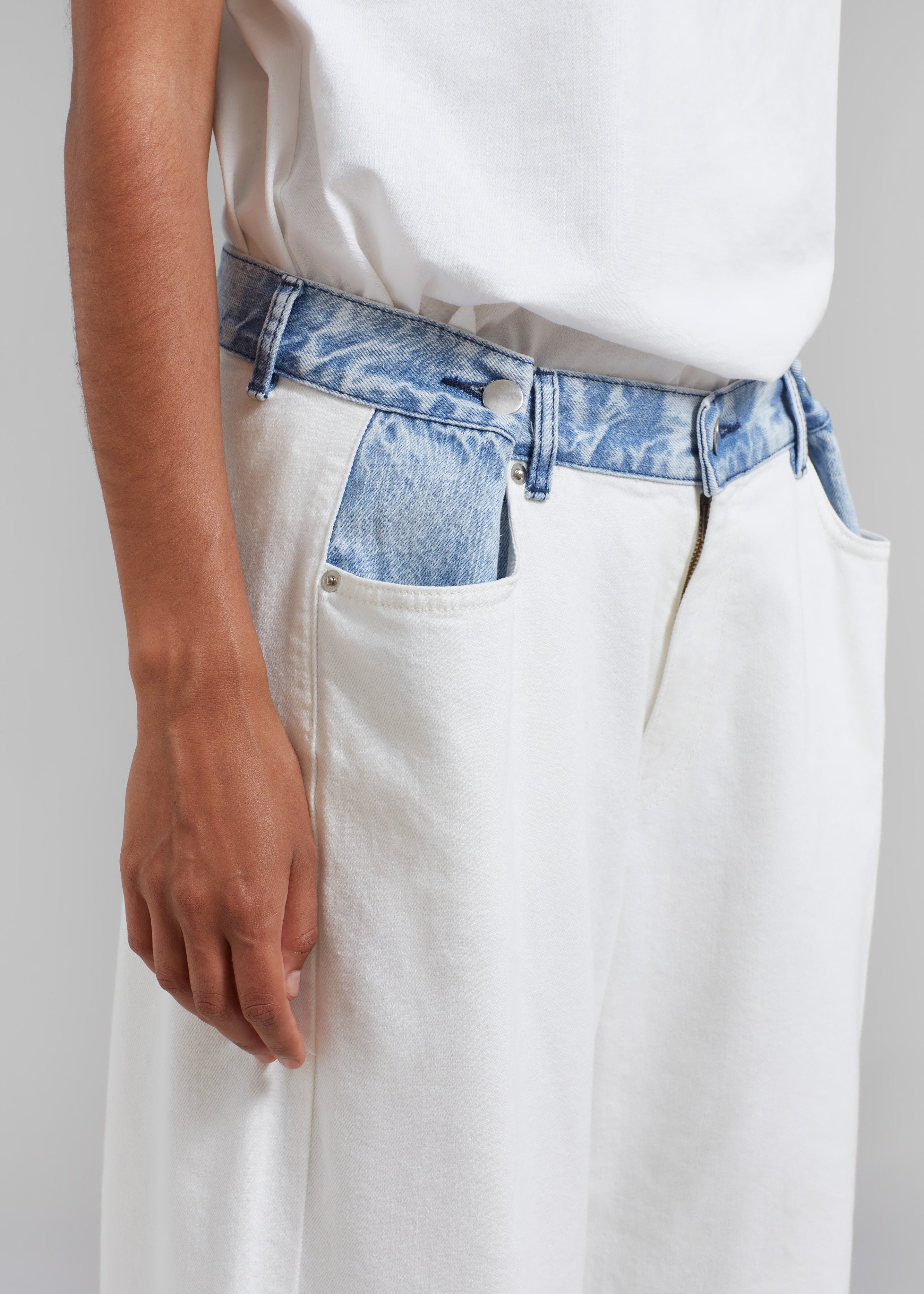 Hayla Contrast Denim Pants - Off White/Blue - 7