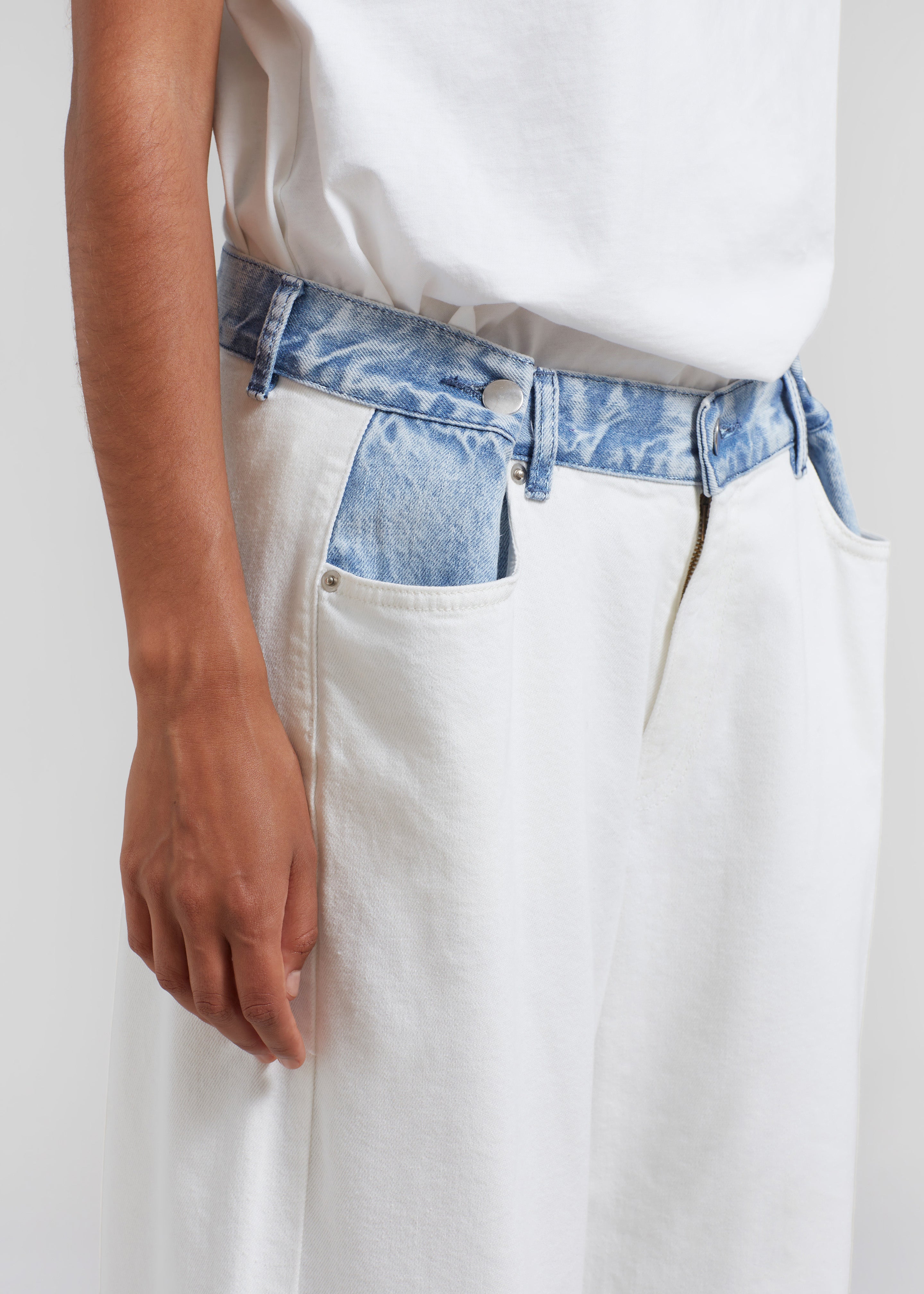 Hayla Contrast Denim Pants - Off White/Blue - 7