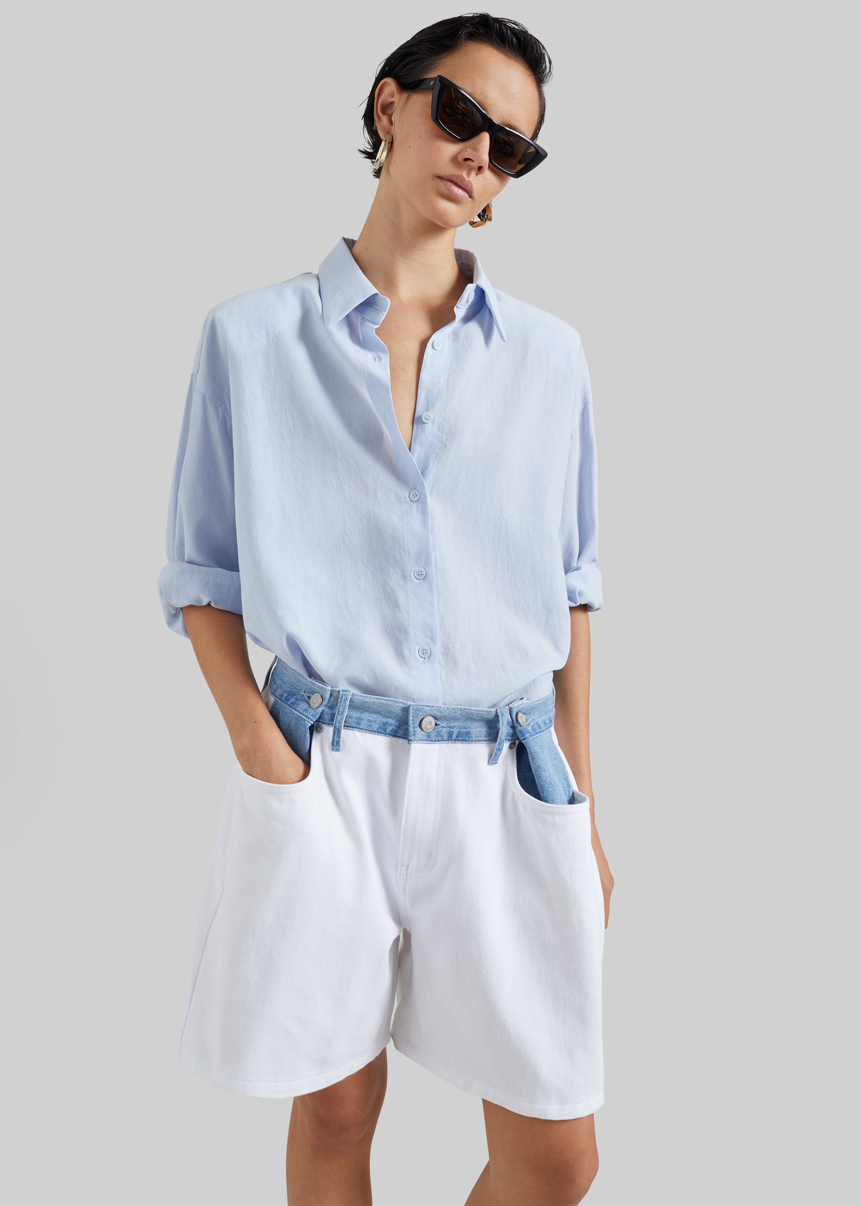Hayla Contrast Denim Shorts - Off White/Blue – The Frankie Shop