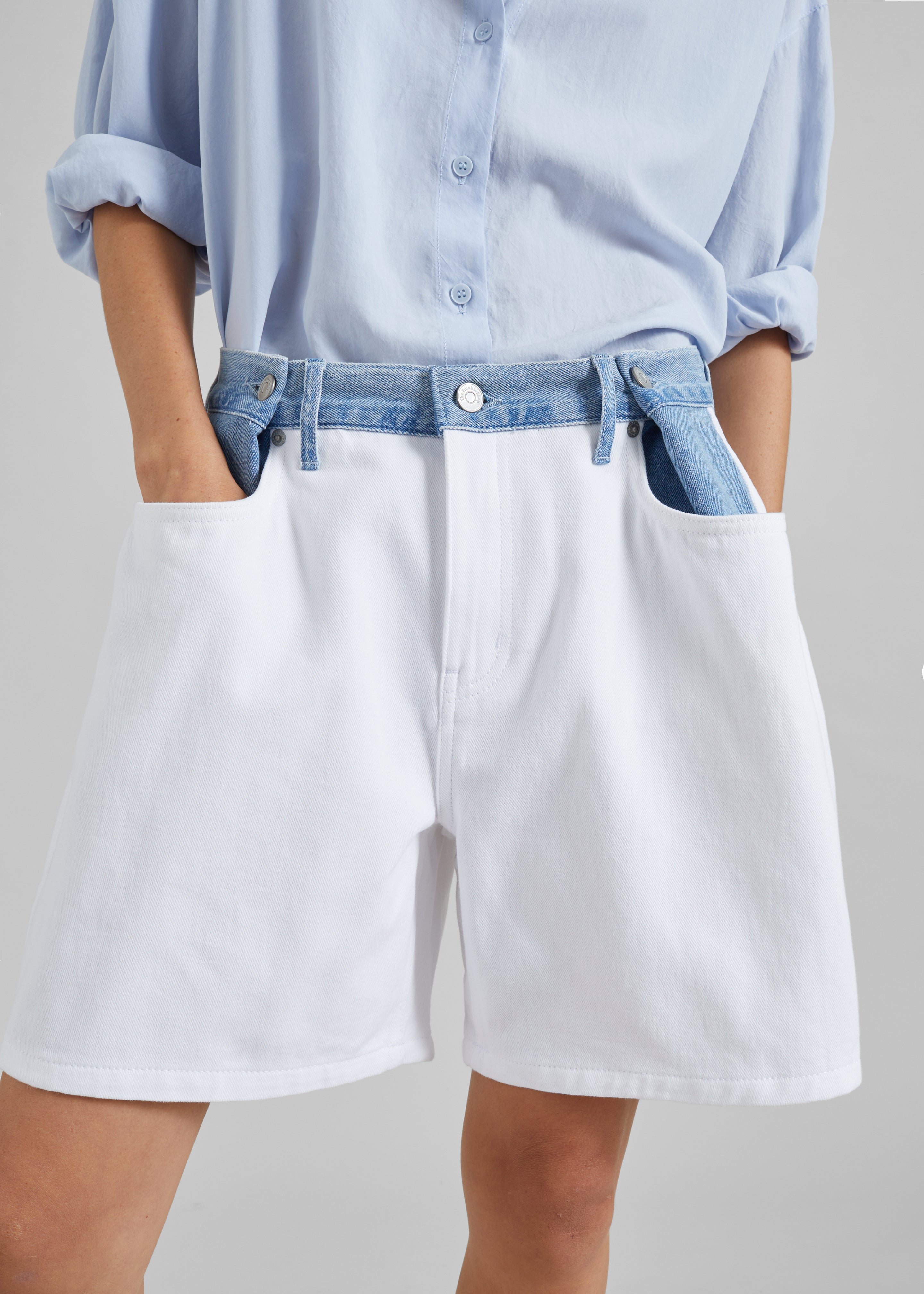Hayla Contrast Denim Shorts - Off White/Blue – The Frankie Shop