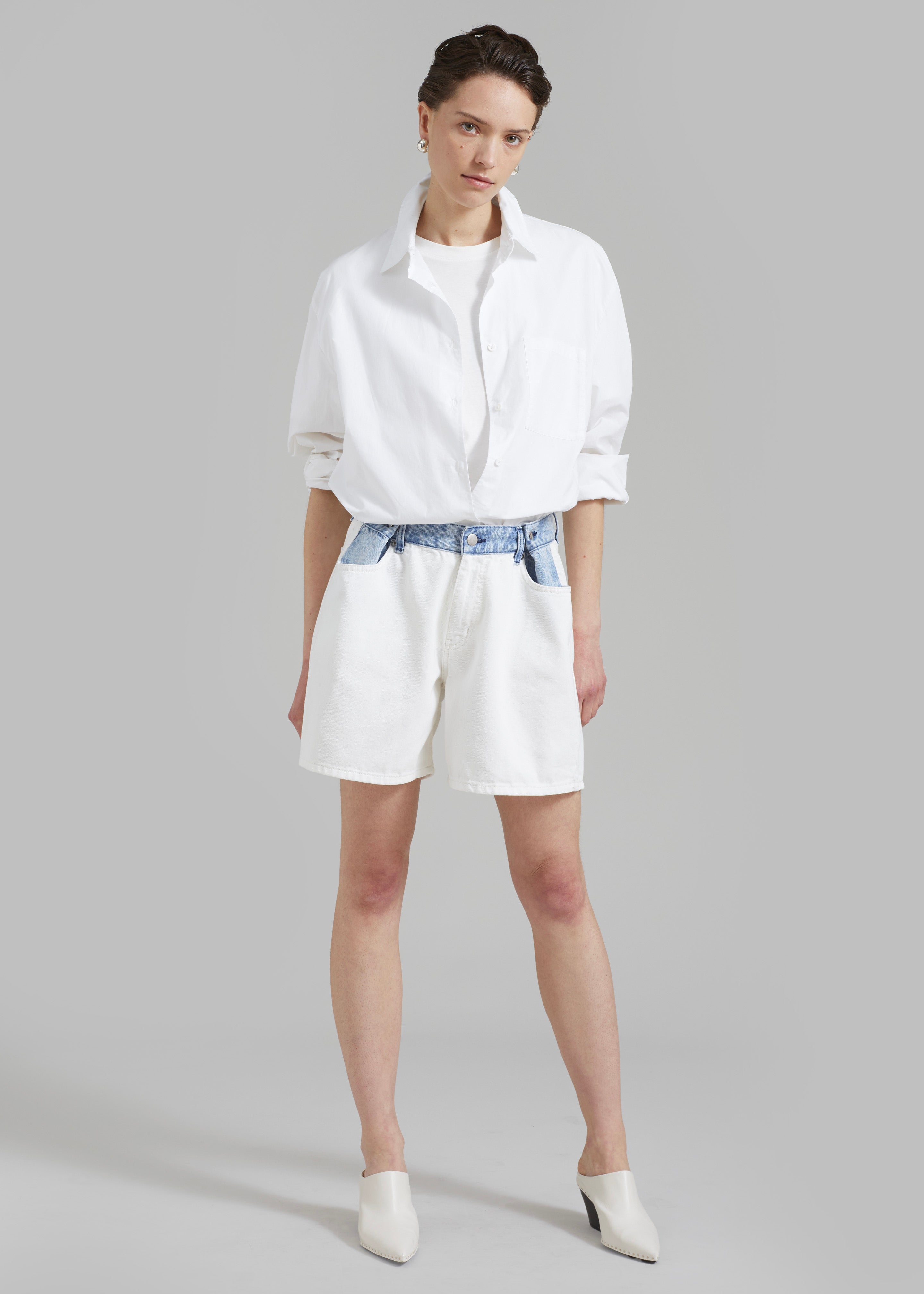 Hayla Contrast Denim Shorts - Off White/Blue - 10