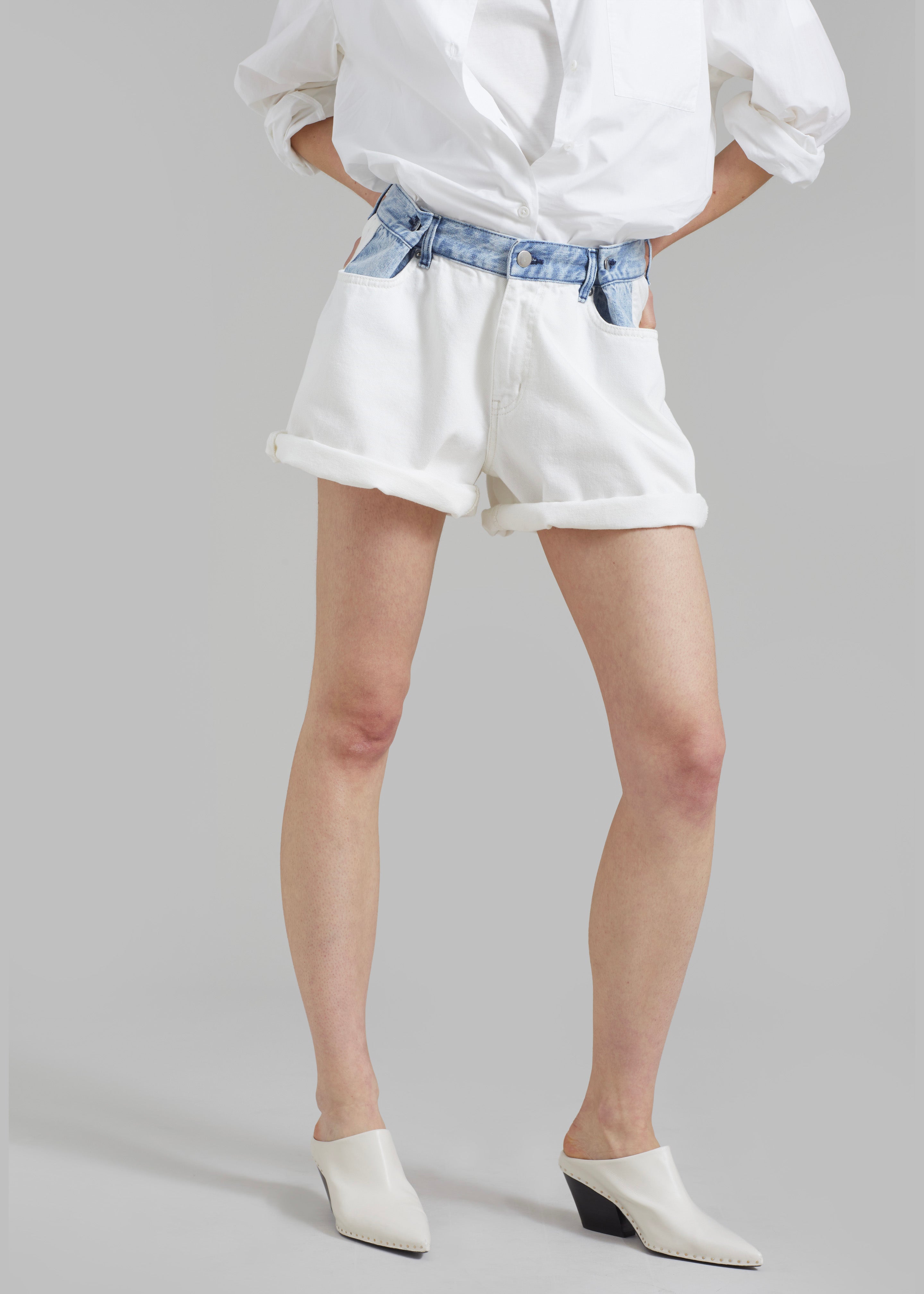 Hayla Contrast Denim Shorts - Off White/Blue – The Frankie Shop