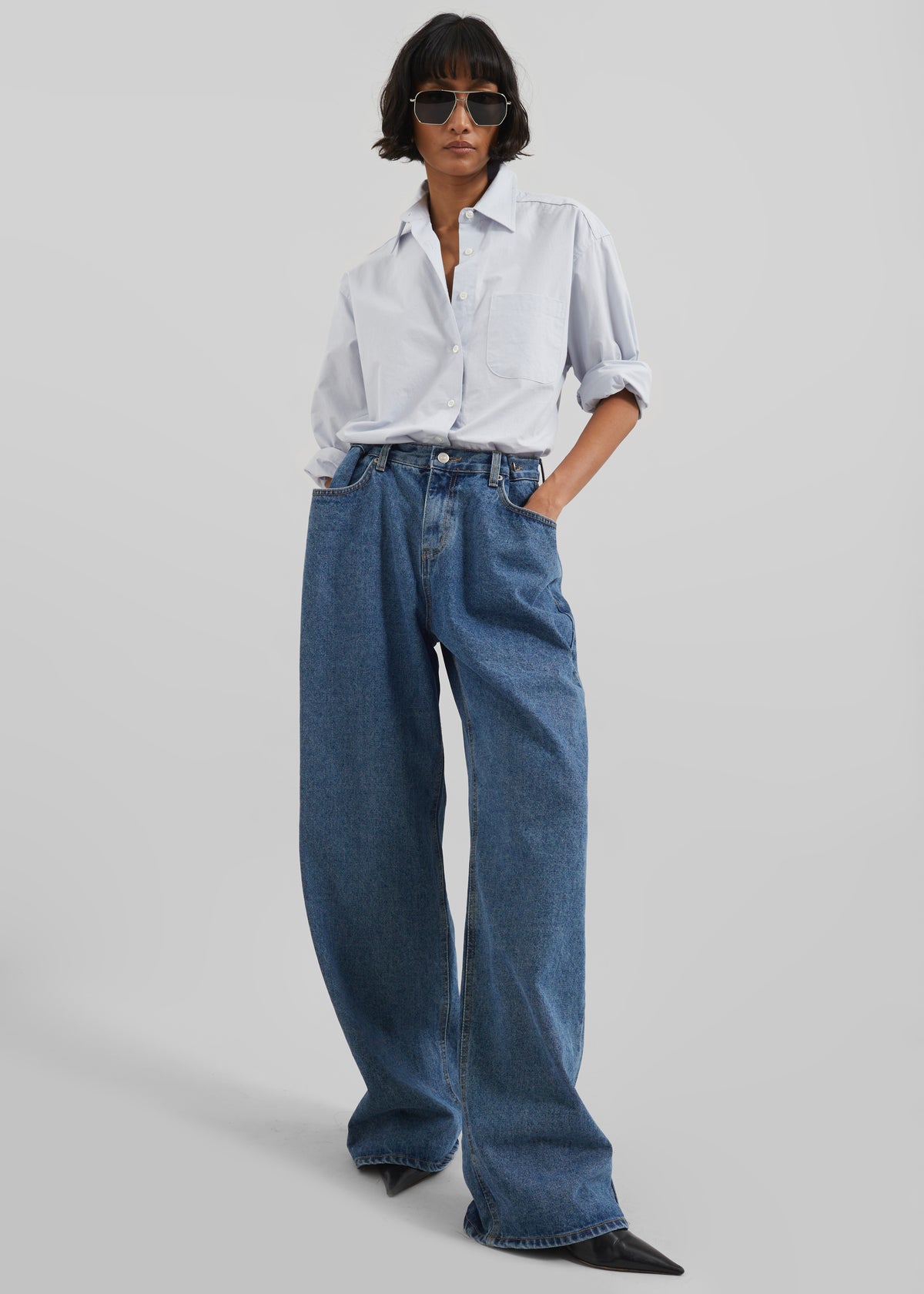 Hayla Denim Pants - Medium Wash The Frankie Shop Hayla Denim Pants - Medium Wash The Frankie Shop