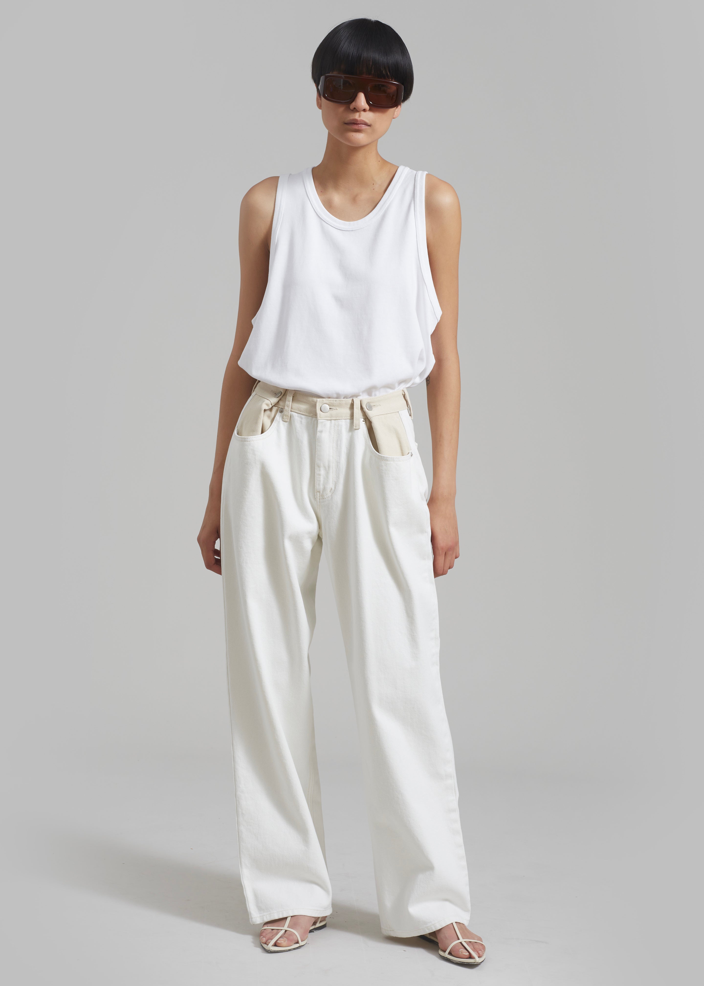 Hayla Contrast Denim Pants - Off White/Beige – The Frankie Shop