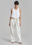 Hayla Contrast Denim Pants - Off White