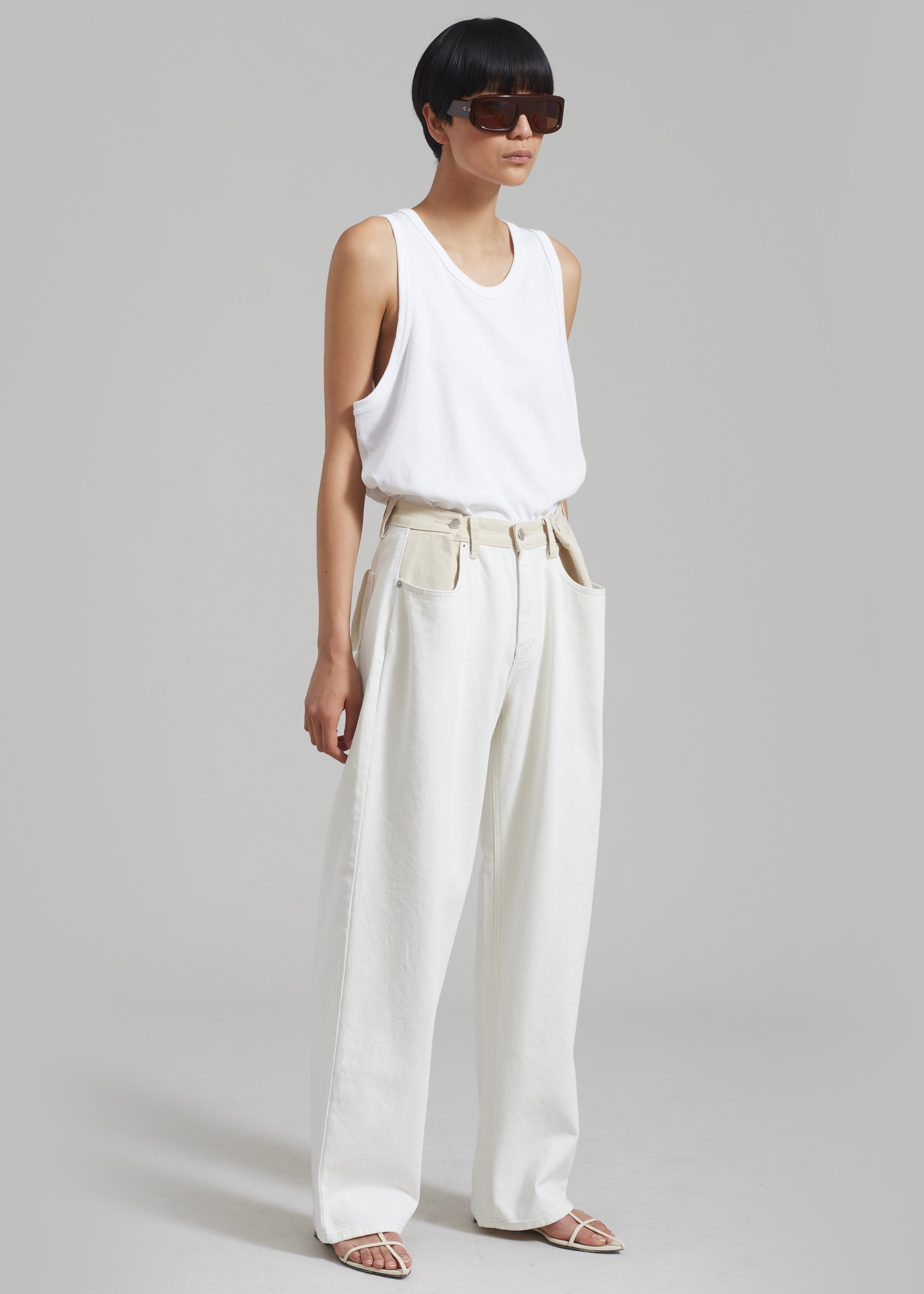 Hayla Contrast Denim Pants - Off White/Beige – The Frankie Shop