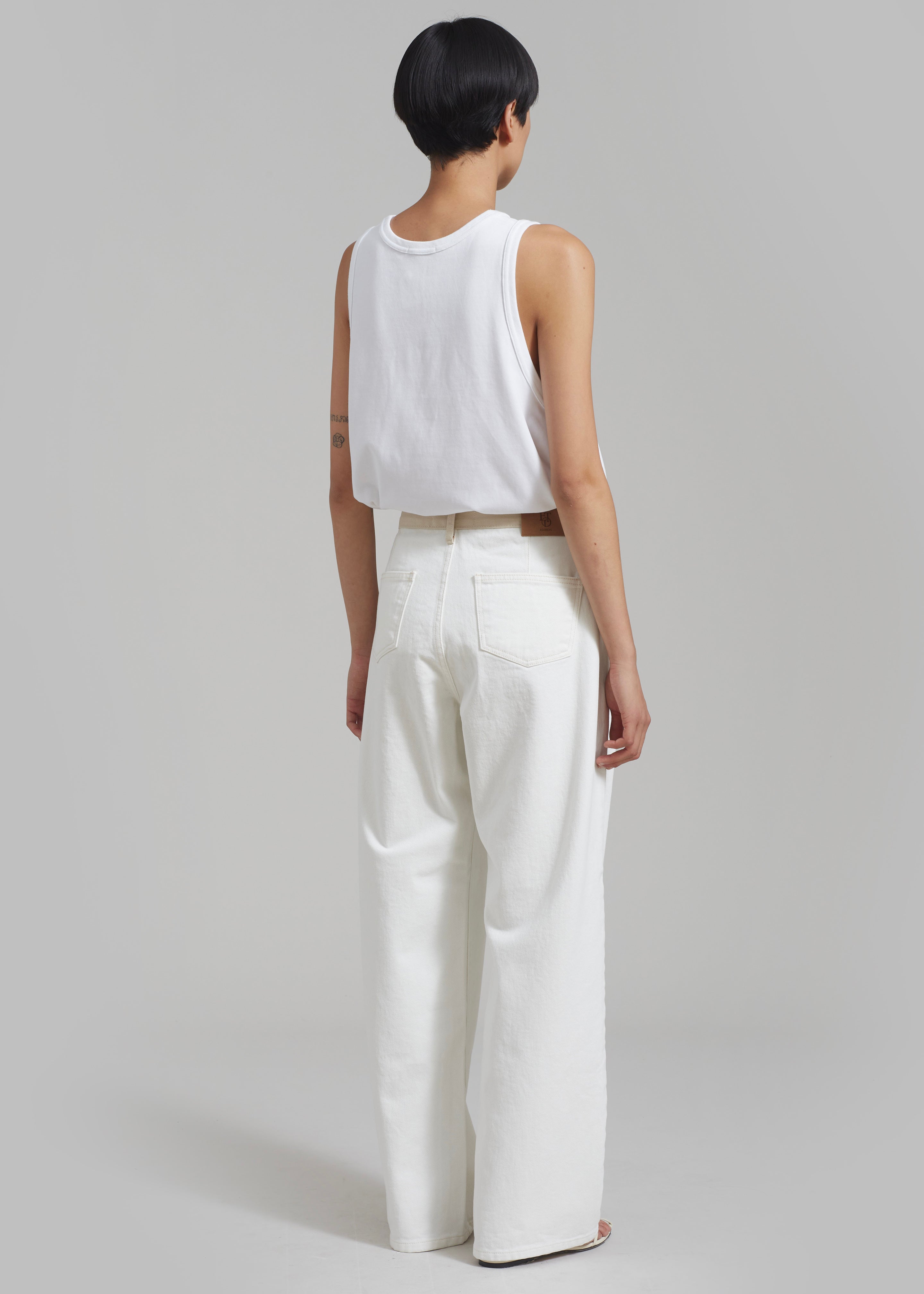Hayla Contrast Denim Pants - Off White/Beige - 12
