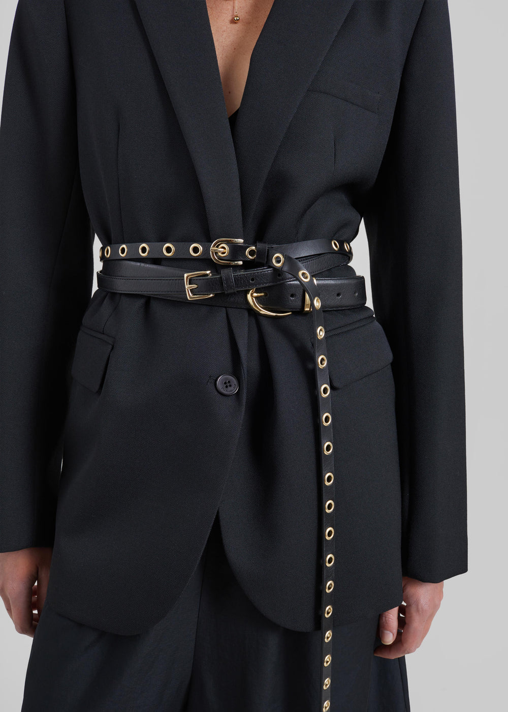 Hayley Studded Long Belt - Black