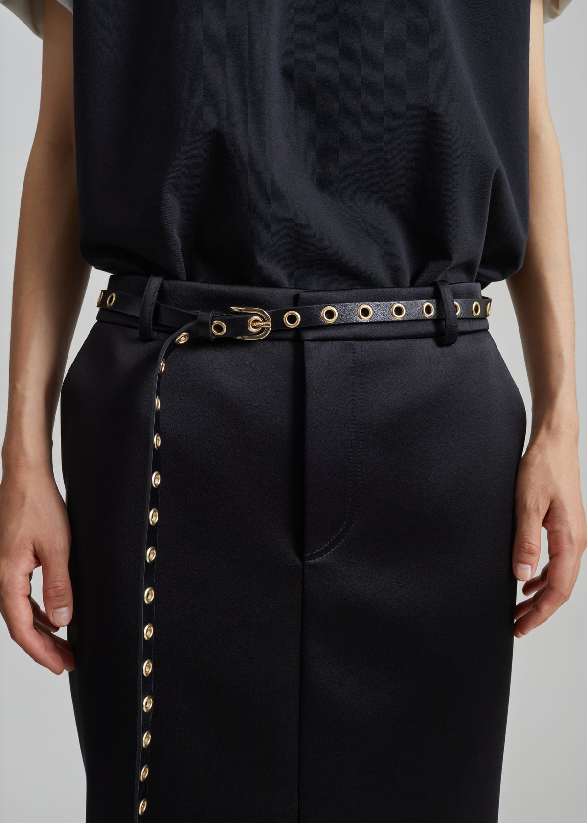 Hayley Studded Long Belt - Black